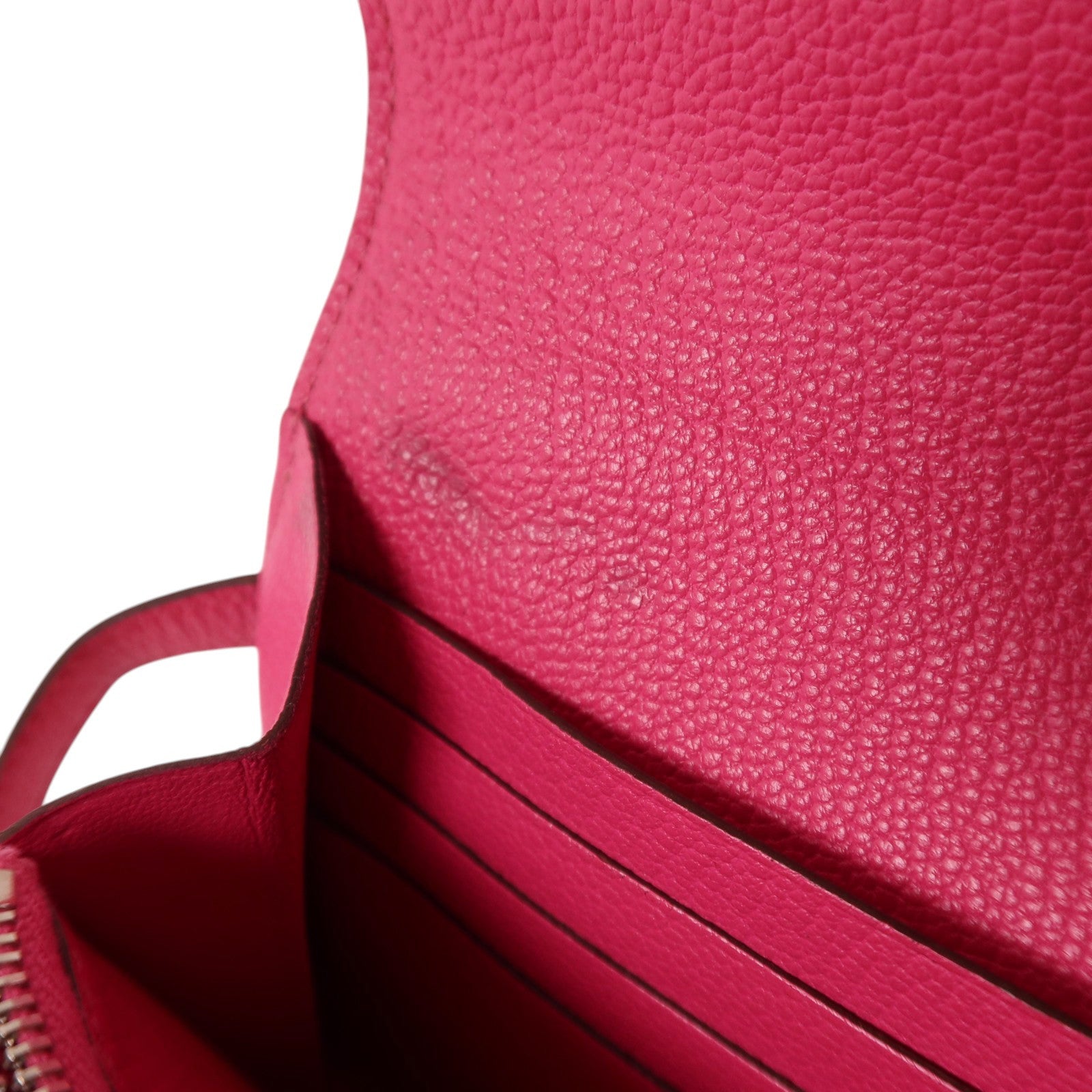 HERMES Chevre皮革Kelly Long Wallet銀扣長錢包Rose Mexico