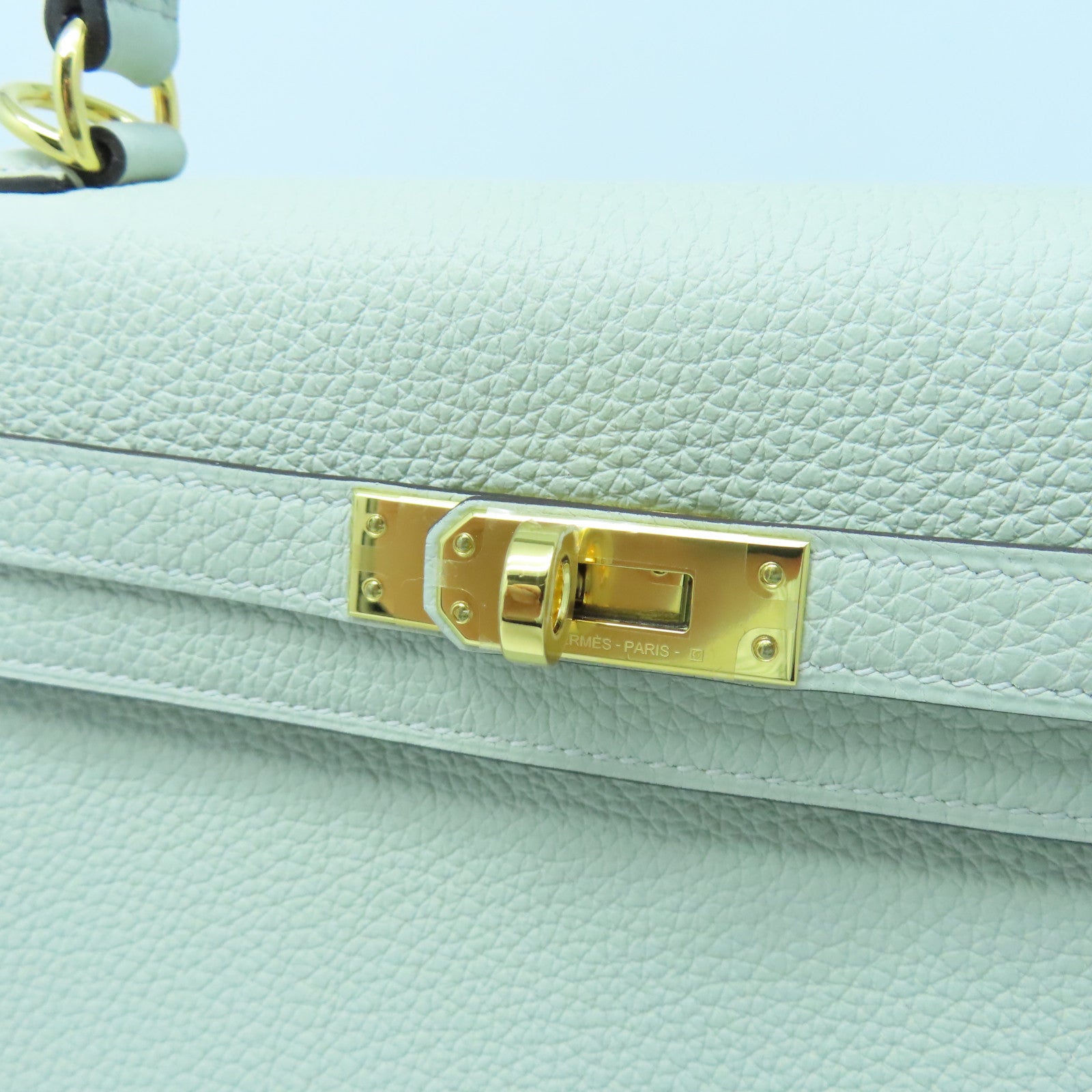 HERMES Togo Leather Kelly 25 Handle Shoulder Bag Gray