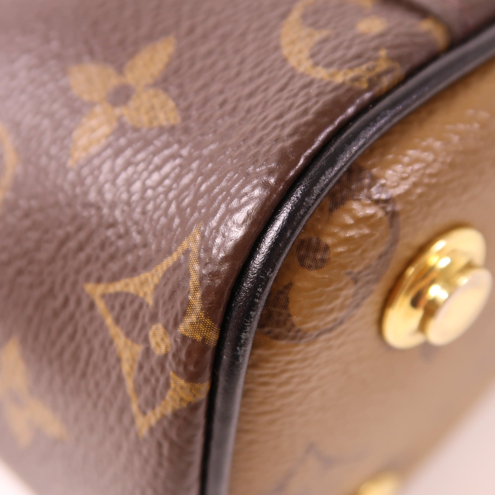 LOUIS VUITTON Monogram Reverse Vanity PM金扣手挽肩背兩用袋棕色