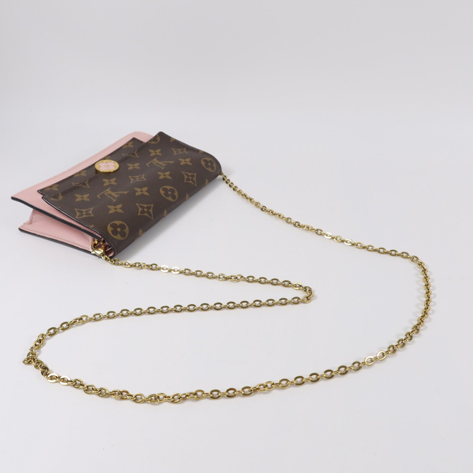 LOUIS VUITTON Monogram Flore Chain Wallet鏈帶肩背袋
