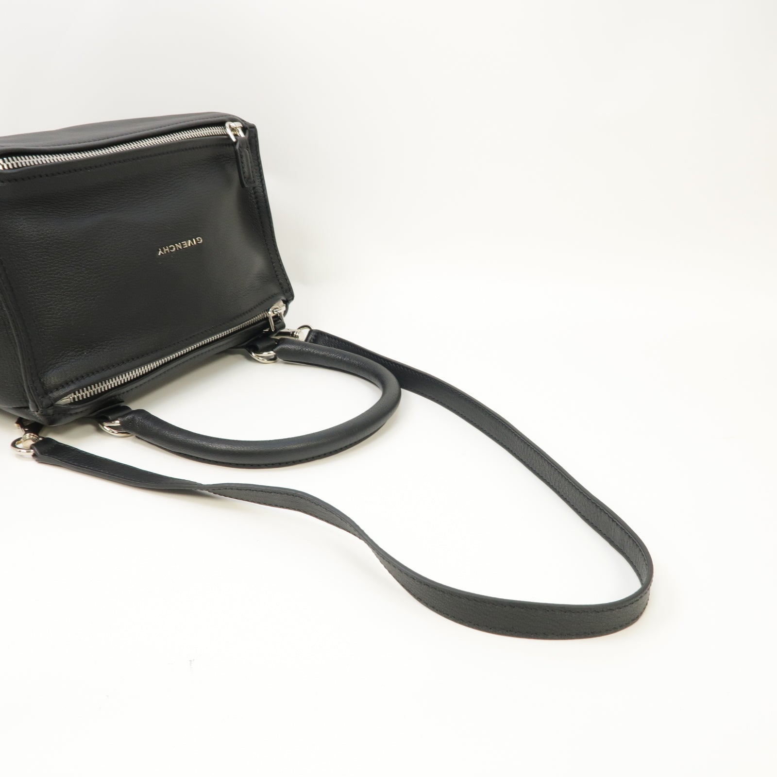 GIVENCHY 皮革Pandora 2 Way Shoulder Bag銀扣手挽肩背兩用袋黑色