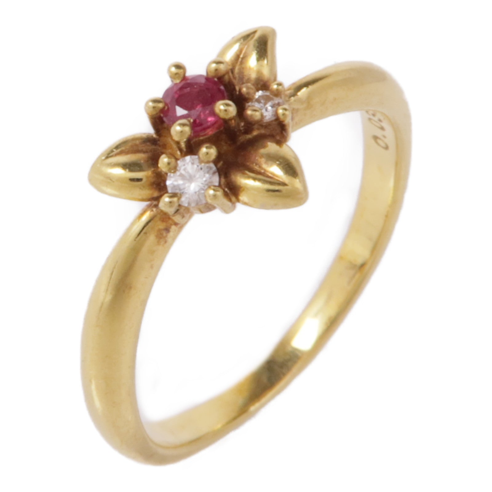 JEWELRY 【激減優惠】18K黃金Topaz/Diamond Ring紅色托帕石/鑽石戒指US#6.5