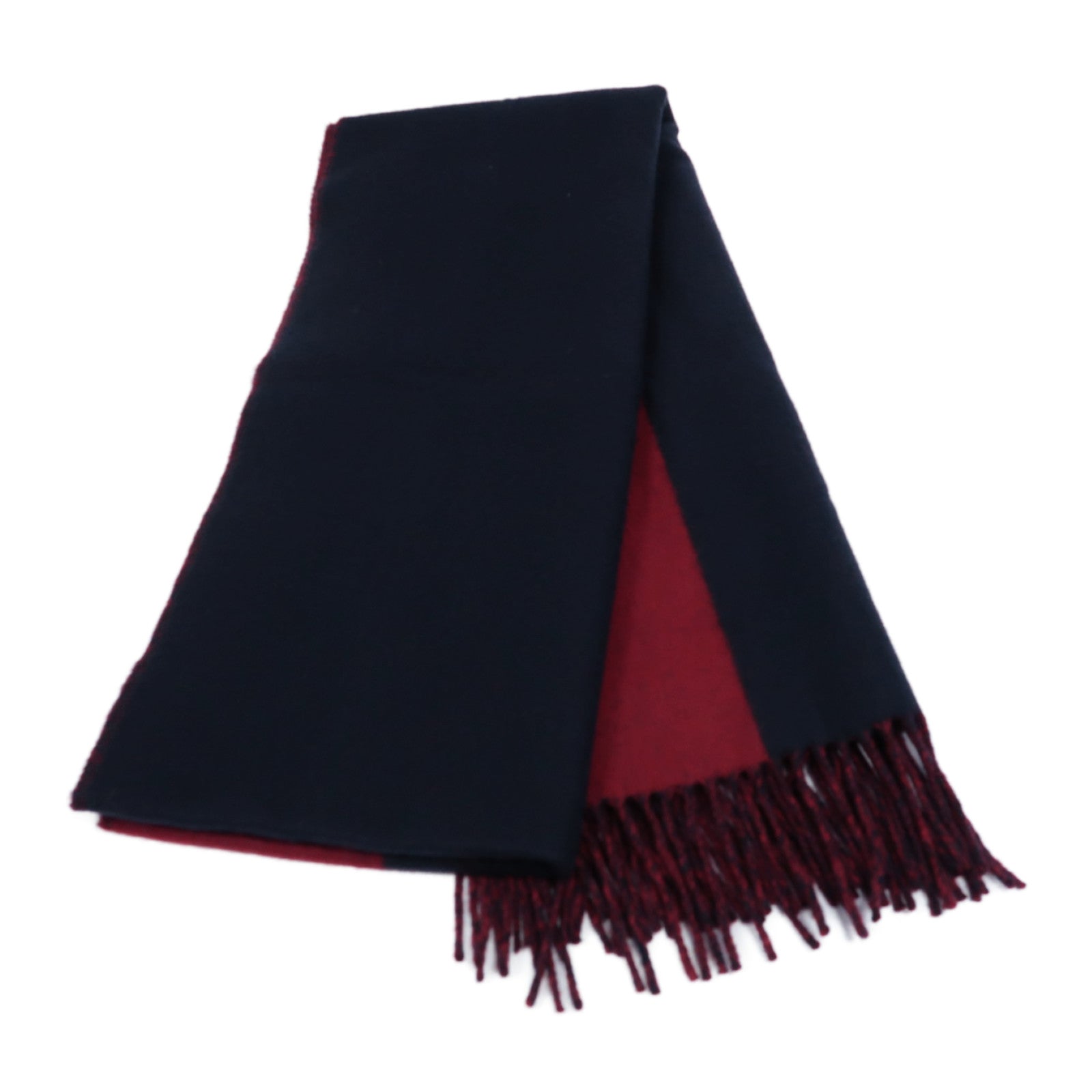 HERMES 【激減優惠】羊絨Scarf圍巾紅色/深藍色