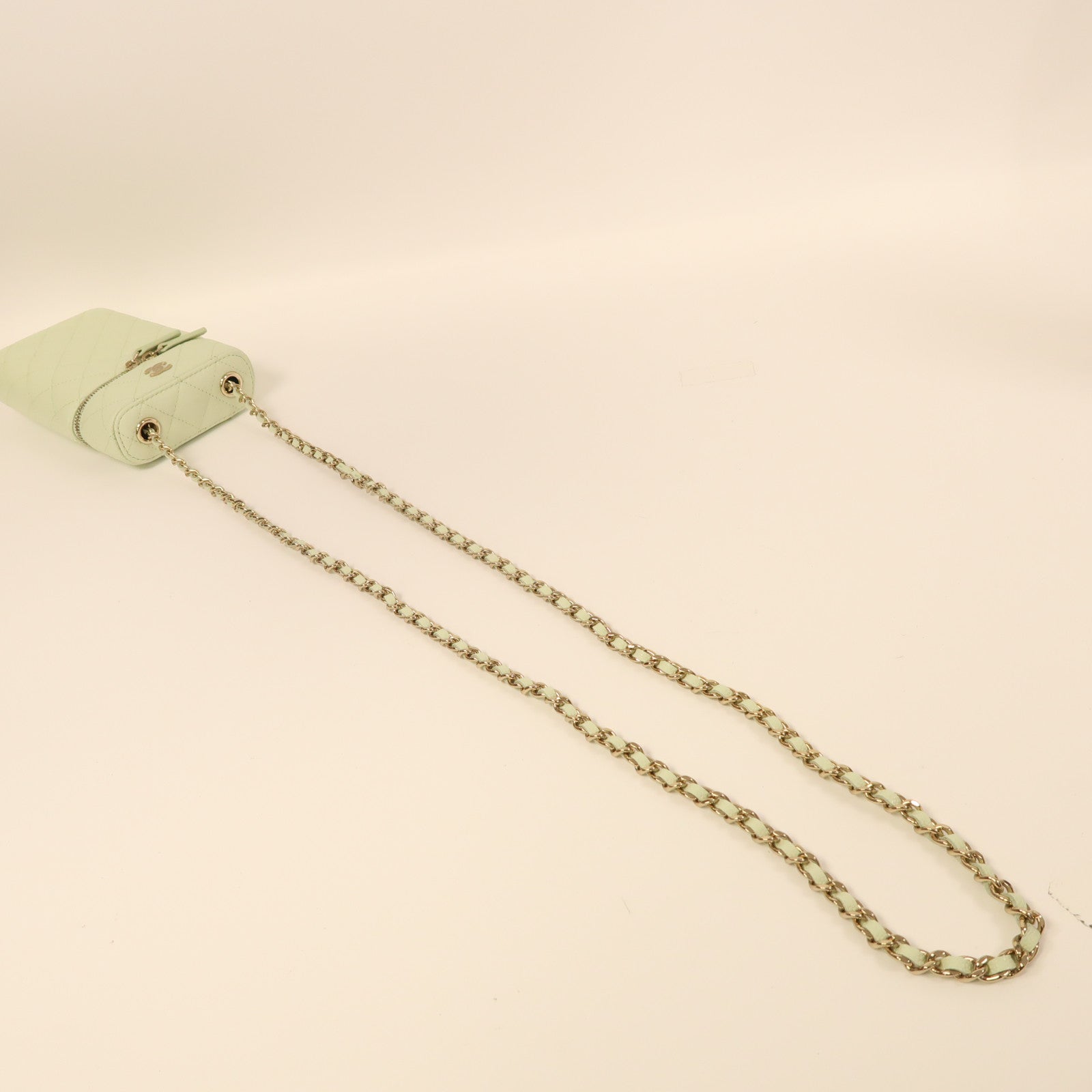 CHANEL 牛皮皮革Chain Shoulder金扣鏈帶肩背袋綠色
