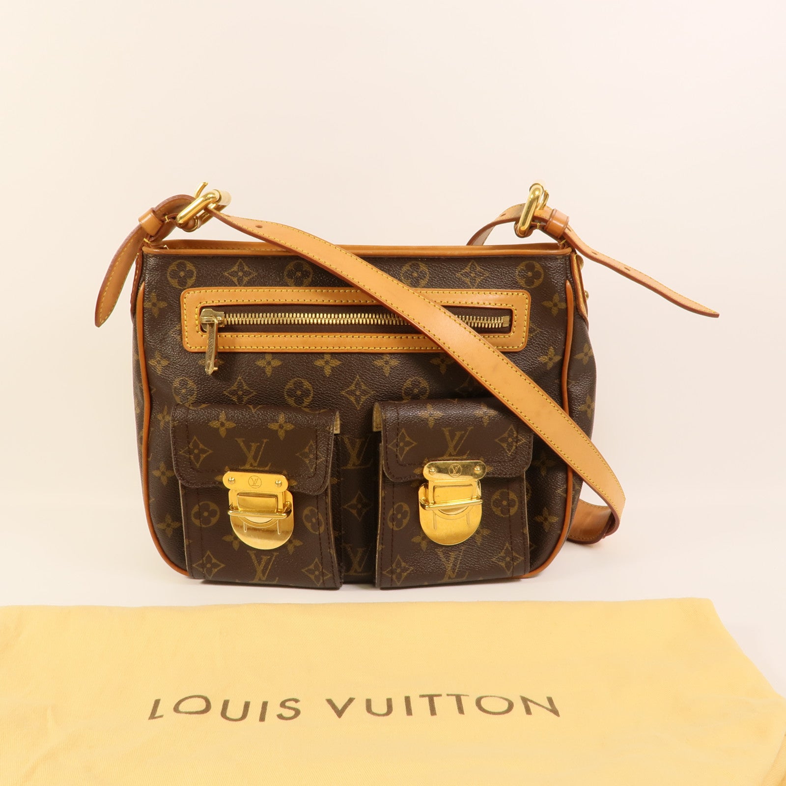 LOUIS VUITTON Monogram Hudson GM金扣肩背袋