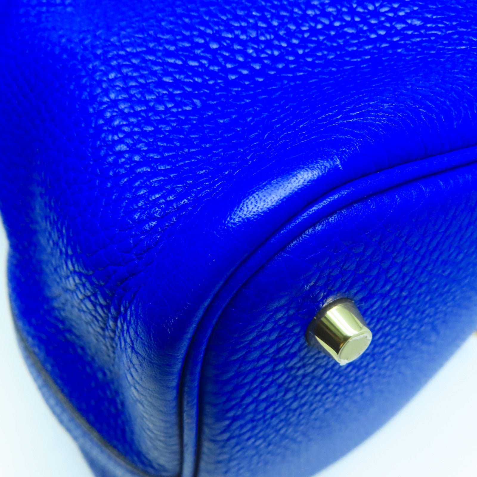 HERMES 【清倉大減價】Clemence皮革Picotin MM金扣手挽袋Bleu Electrique/藍色