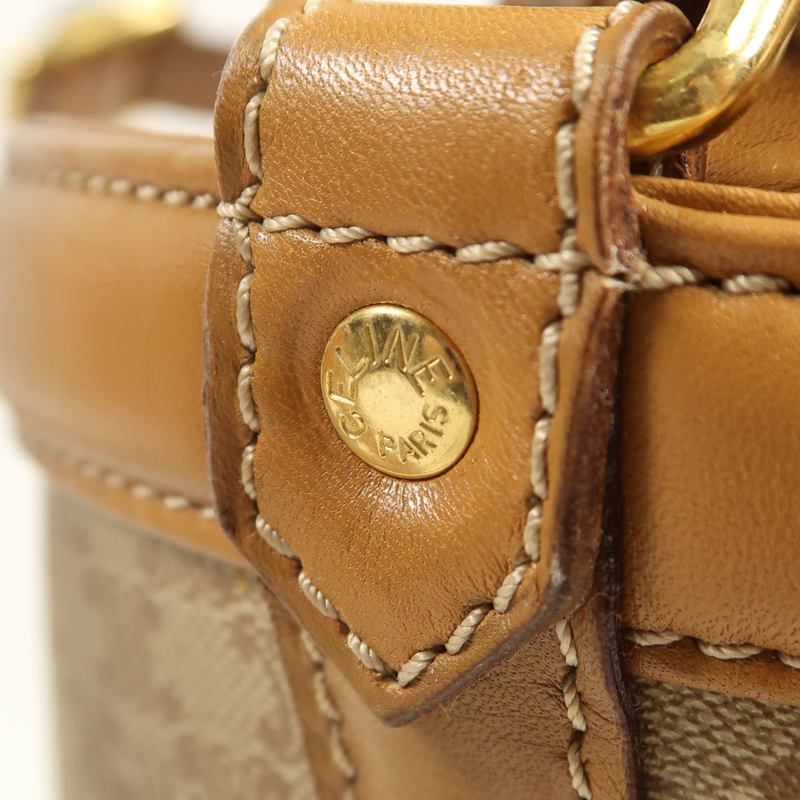 CELINE 塗層帆布Vintage Bag金扣肩背袋