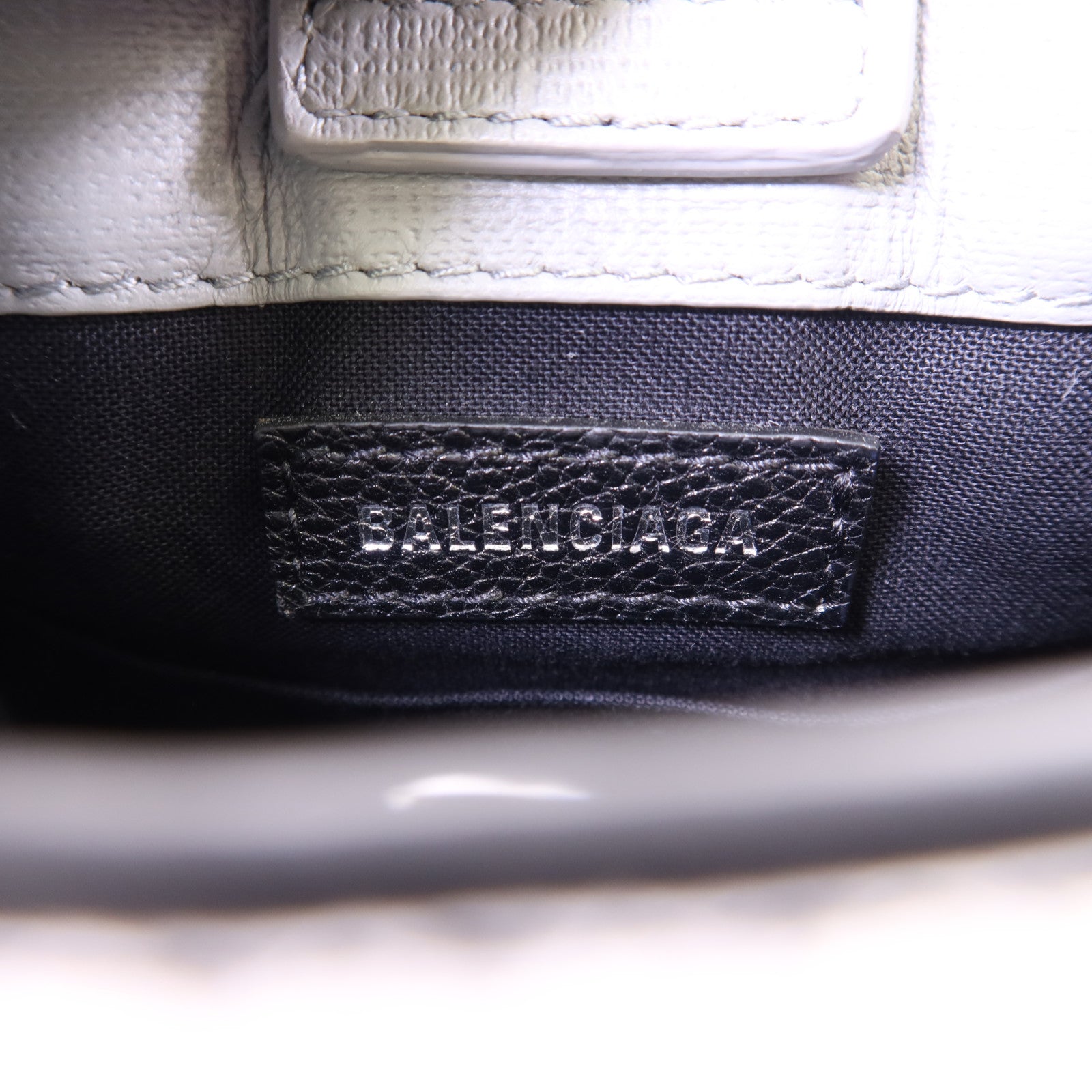 BALENCIAGA 牛皮皮革Mini Shopping Phone Holder銀扣手挽肩背兩用袋