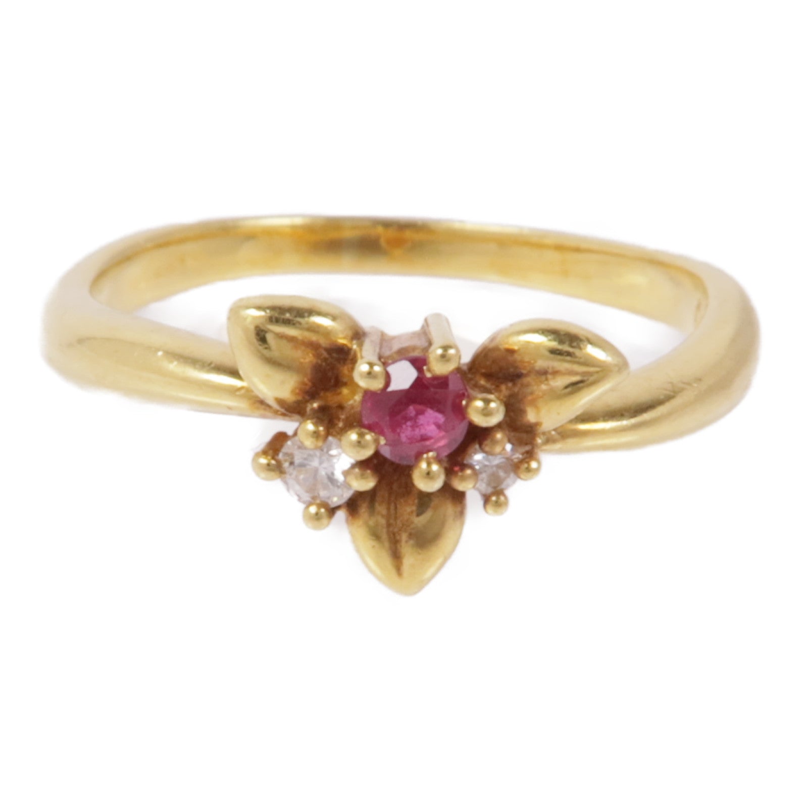 JEWELRY 【激減優惠】18K黃金Topaz/Diamond Ring紅色托帕石/鑽石戒指US#6.5