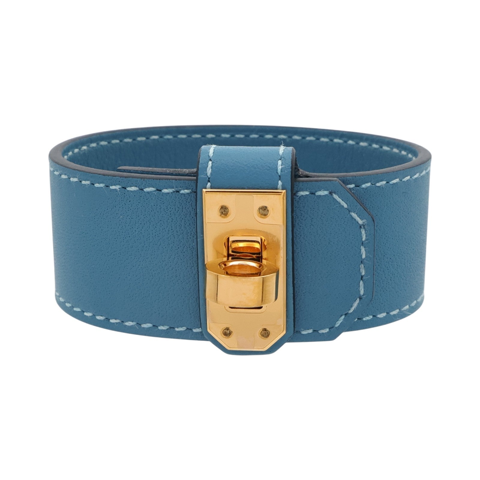HERMES Swift皮革Kelly Twist手帶Bleu Jean