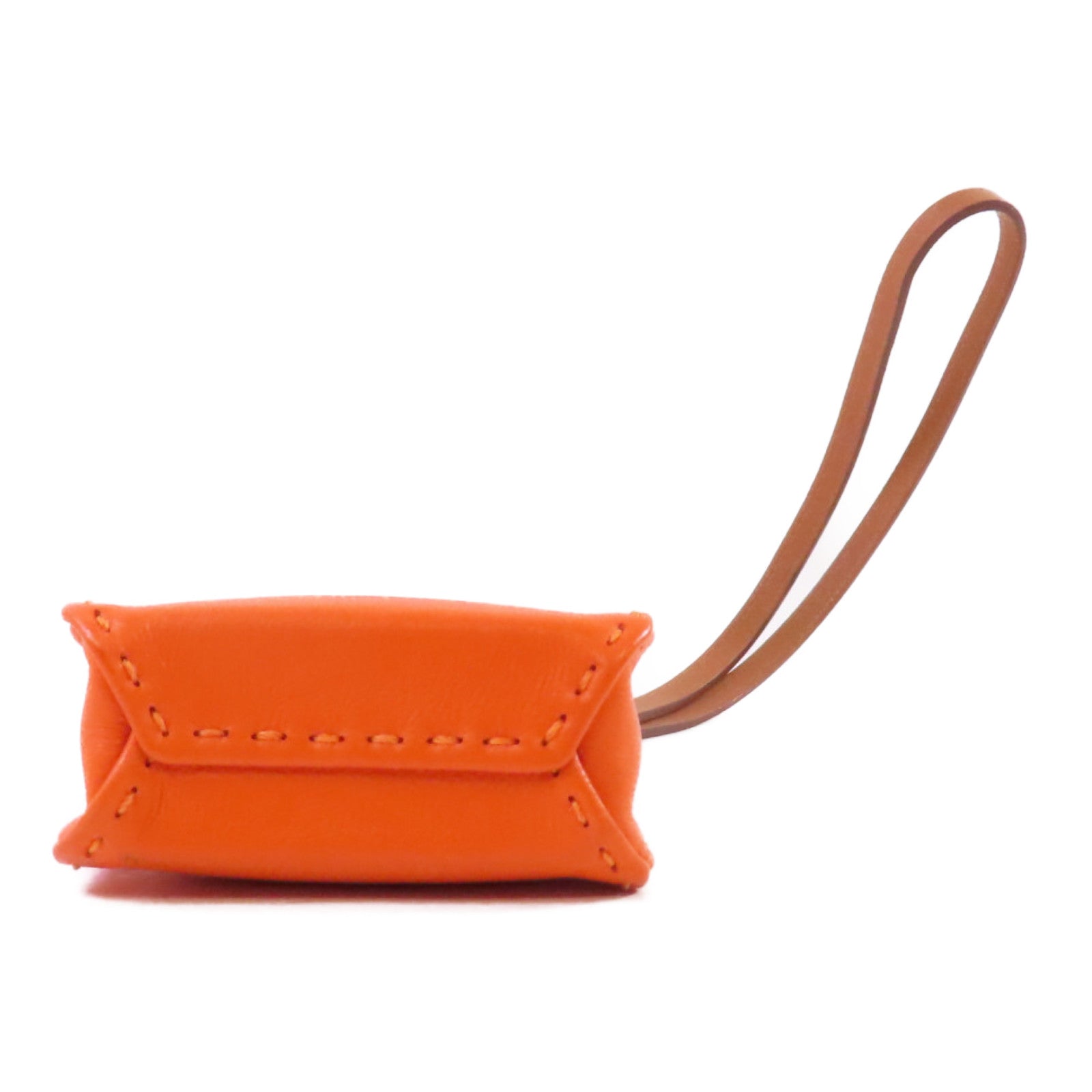 HERMES Milo皮革/Swift皮革Orange Bag Charm掛飾橙色