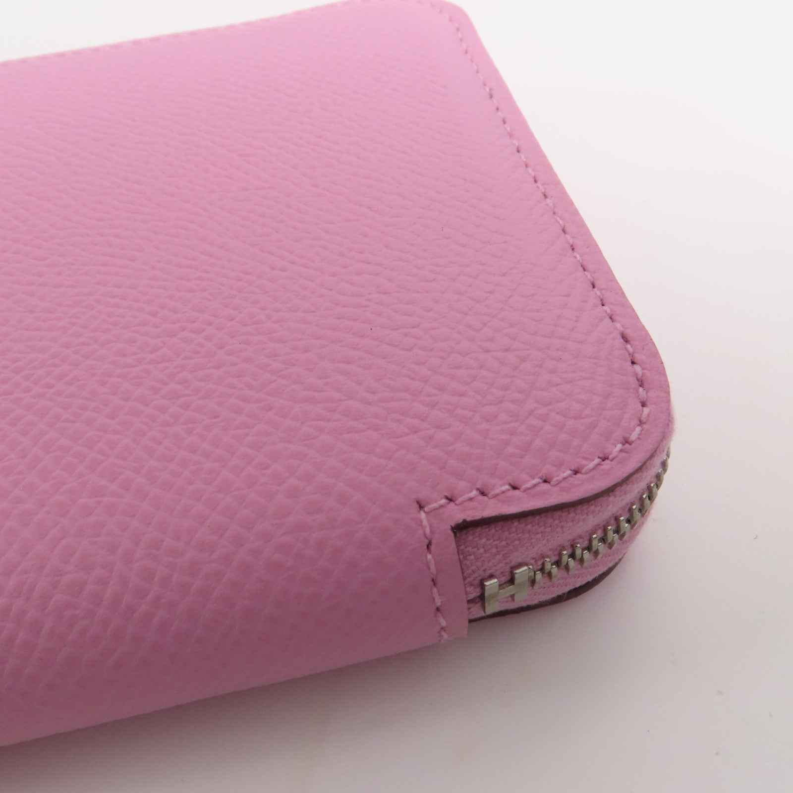HERMES Epsom皮革Silk In Compact銀扣錢包Mauve/X9