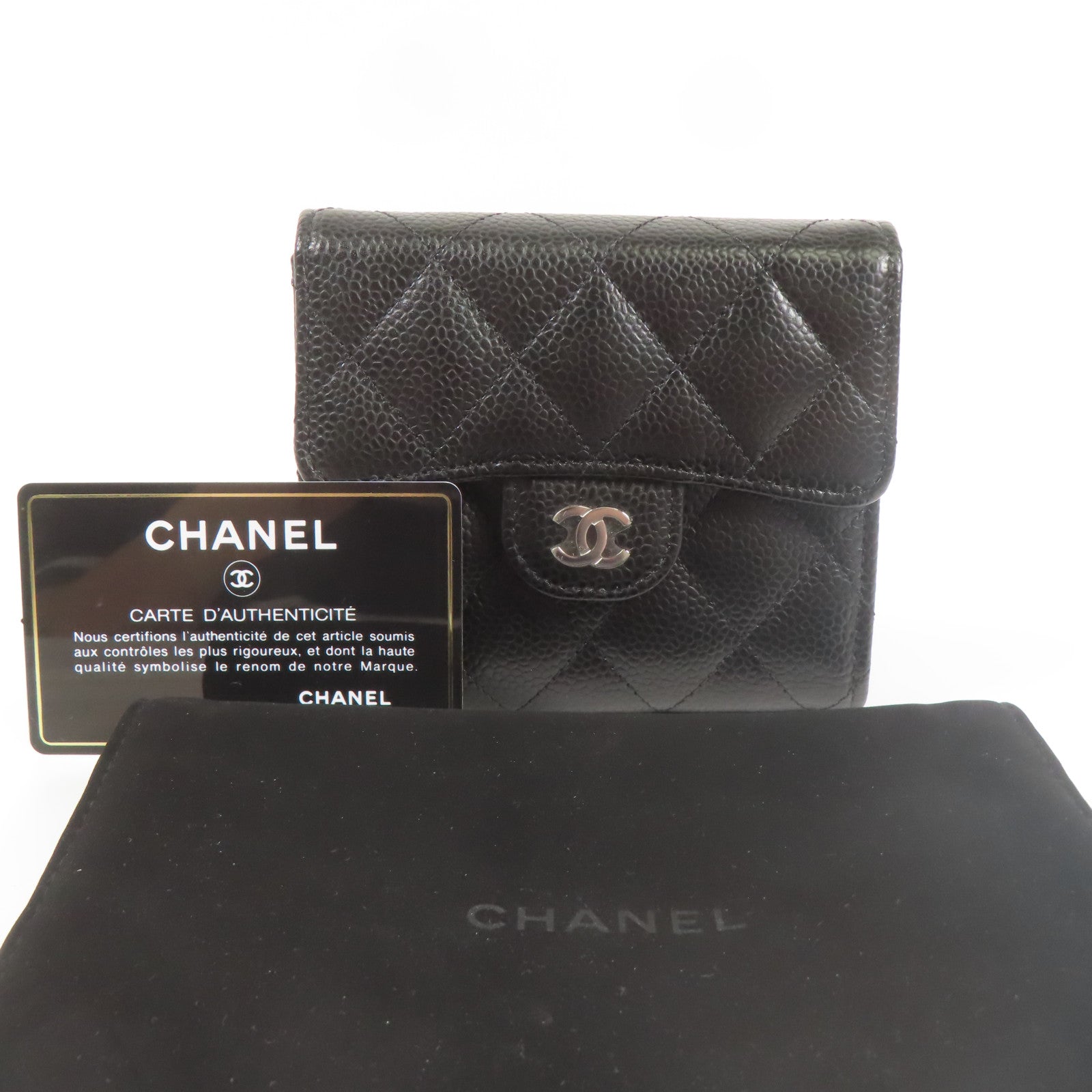 CHANEL 牛皮皮革Wallet銀扣錢包