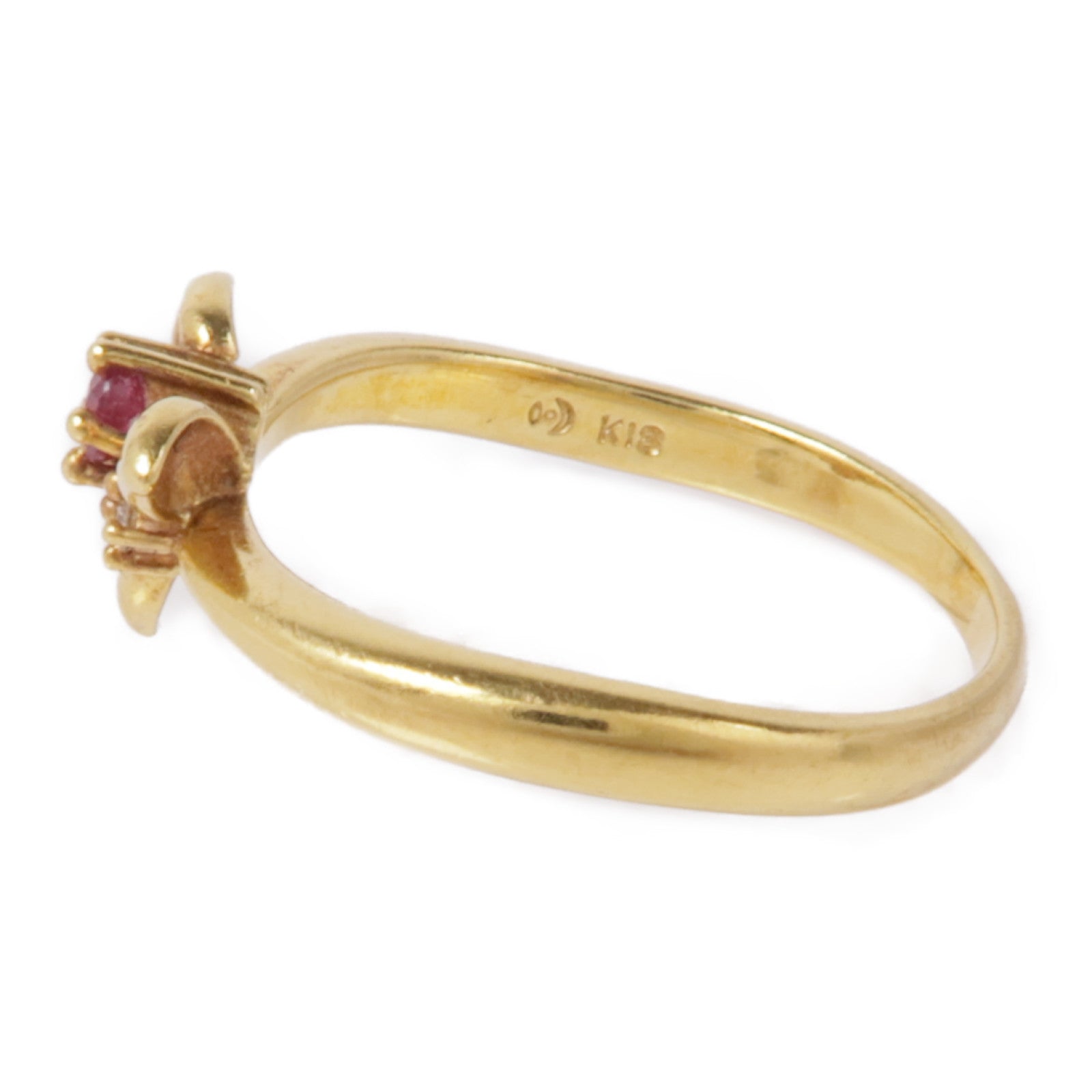 JEWELRY 【激減優惠】18K黃金Topaz/Diamond Ring紅色托帕石/鑽石戒指US#6.5