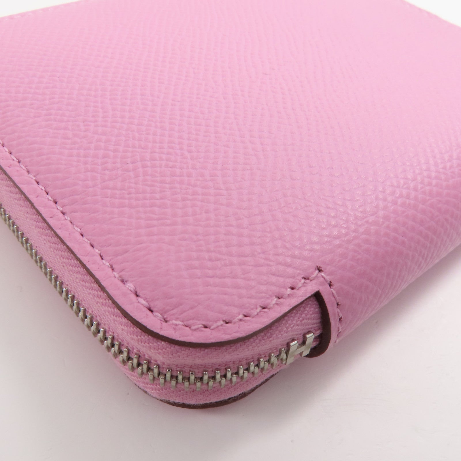 HERMES Epsom皮革Silk In Compact銀扣錢包Mauve/X9