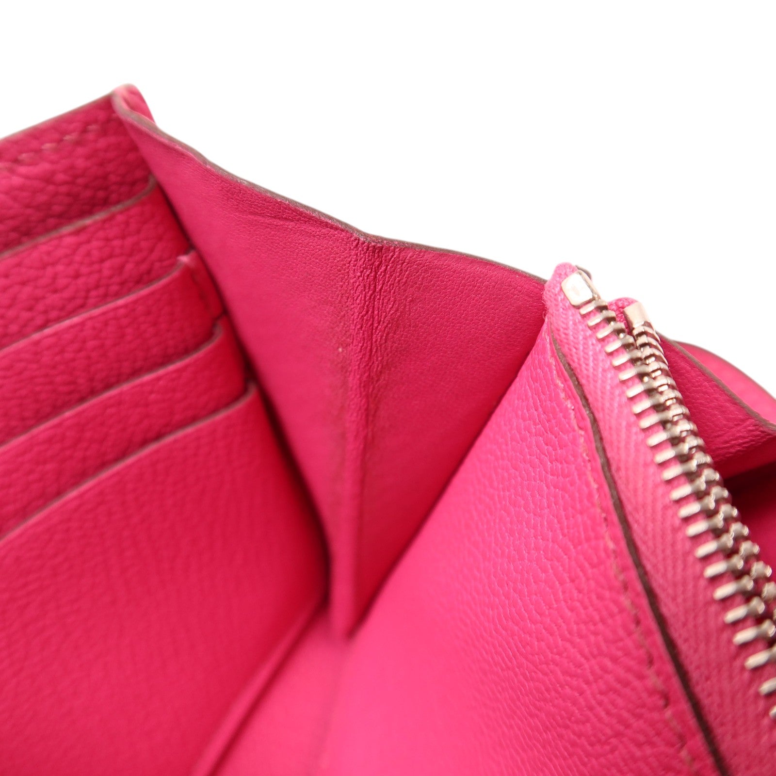 HERMES Chevre皮革Kelly Long Wallet銀扣長錢包Rose Mexico