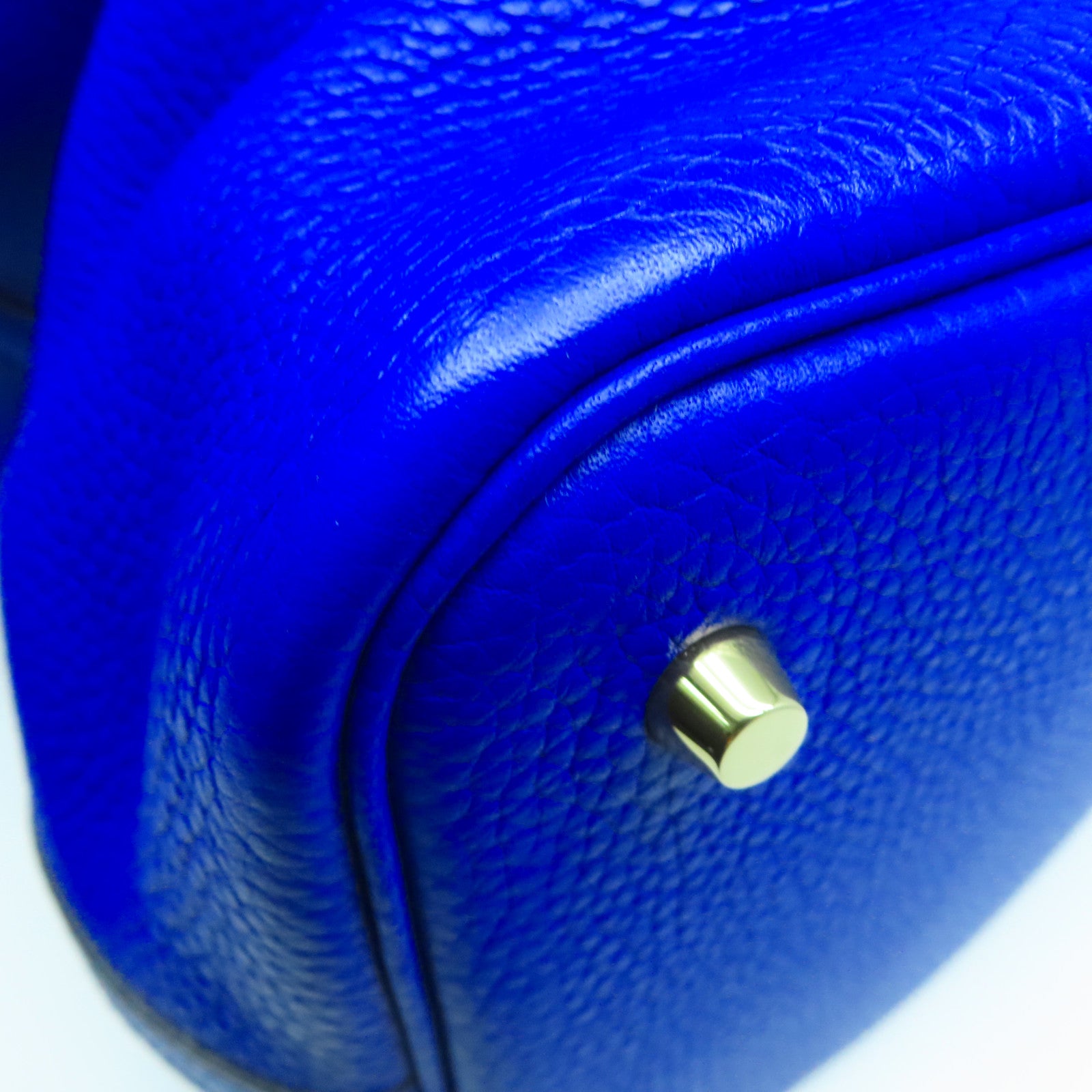 HERMES 【清倉大減價】Clemence皮革Picotin MM金扣手挽袋Bleu Electrique/藍色