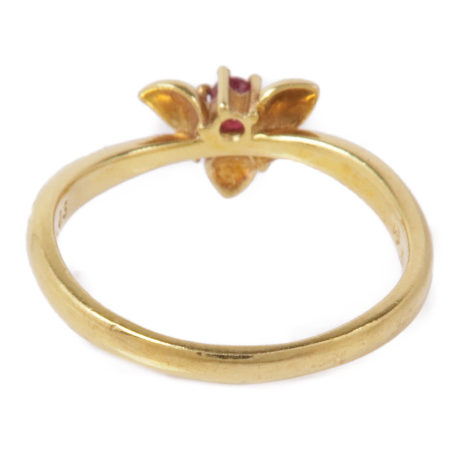 JEWELRY 【激減優惠】18K黃金Topaz/Diamond Ring紅色托帕石/鑽石戒指US#6.5