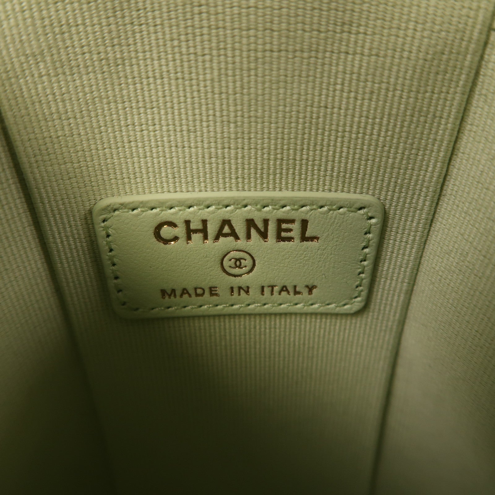CHANEL 牛皮皮革Chain Shoulder金扣鏈帶肩背袋綠色