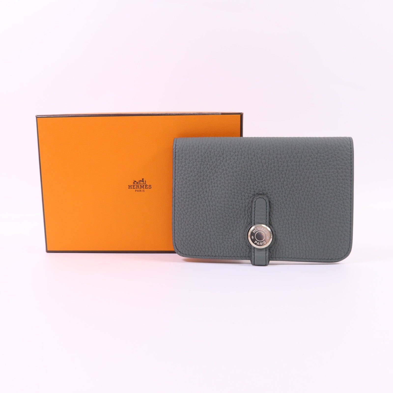 HERMES Clemence皮革Dogon Compact Bifold Wallet銀扣錢包