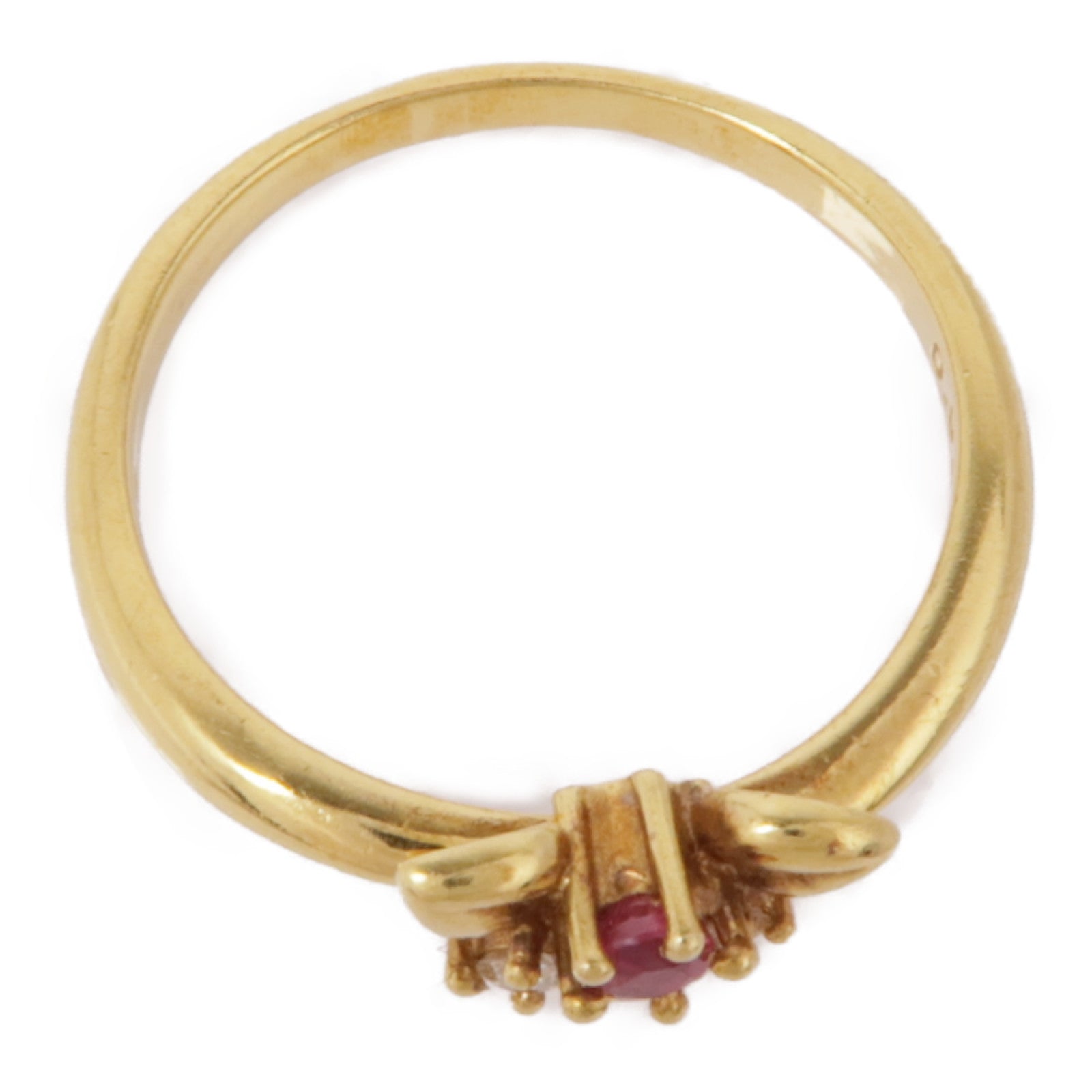 JEWELRY 【激減優惠】18K黃金Topaz/Diamond Ring紅色托帕石/鑽石戒指US#6.5