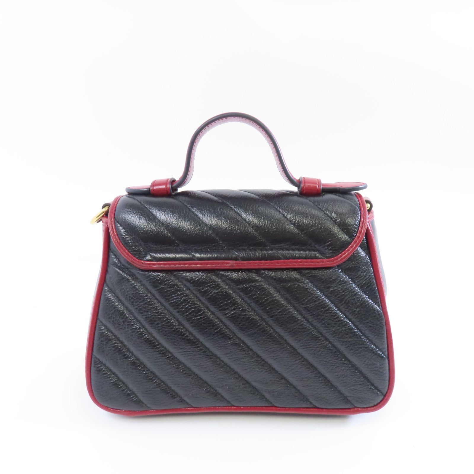 GUCCI 【激減優惠】牛皮皮革2way Shoulder Bag金扣手挽肩背兩用袋黑色/紅色
