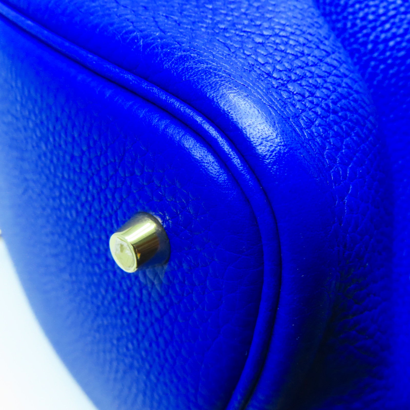 HERMES 【清倉大減價】Clemence皮革Picotin MM金扣手挽袋Bleu Electrique/藍色