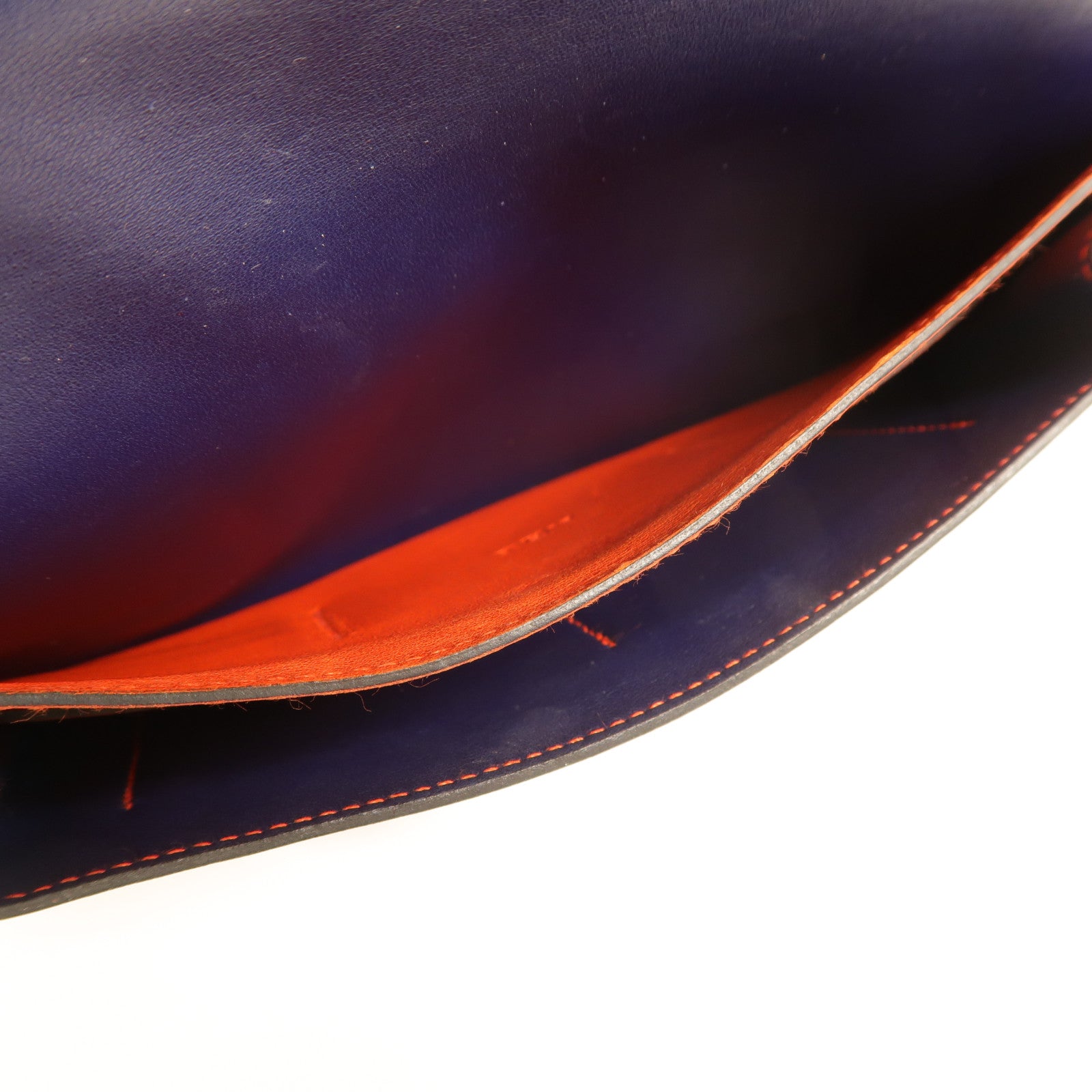 HERMES Swift皮革Dogon GM長錢包Bleu Marine/Feu