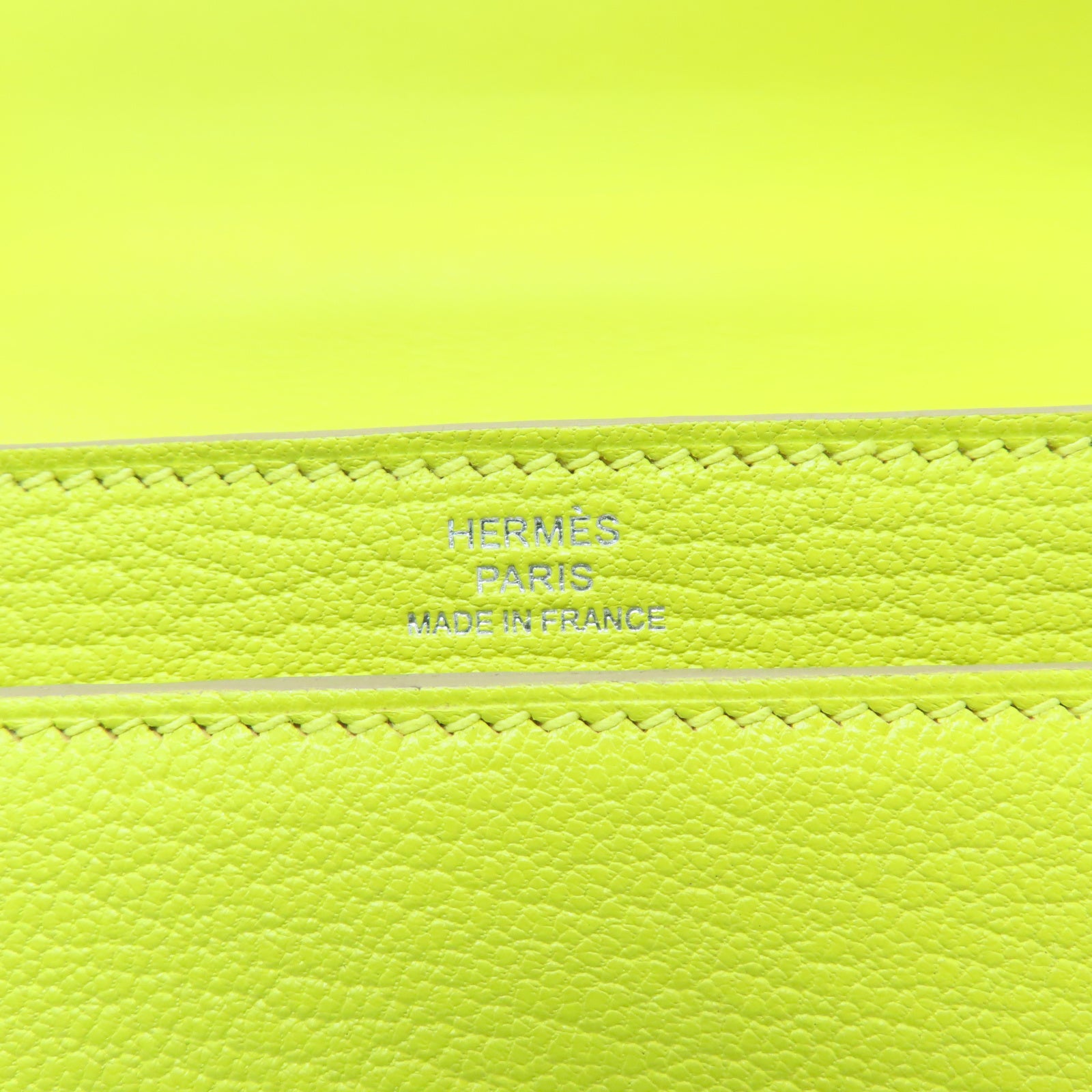 HERMES 【激減優惠】Chevre皮革Verrou Mini銀扣鏈帶肩背袋Lime檸檬黃