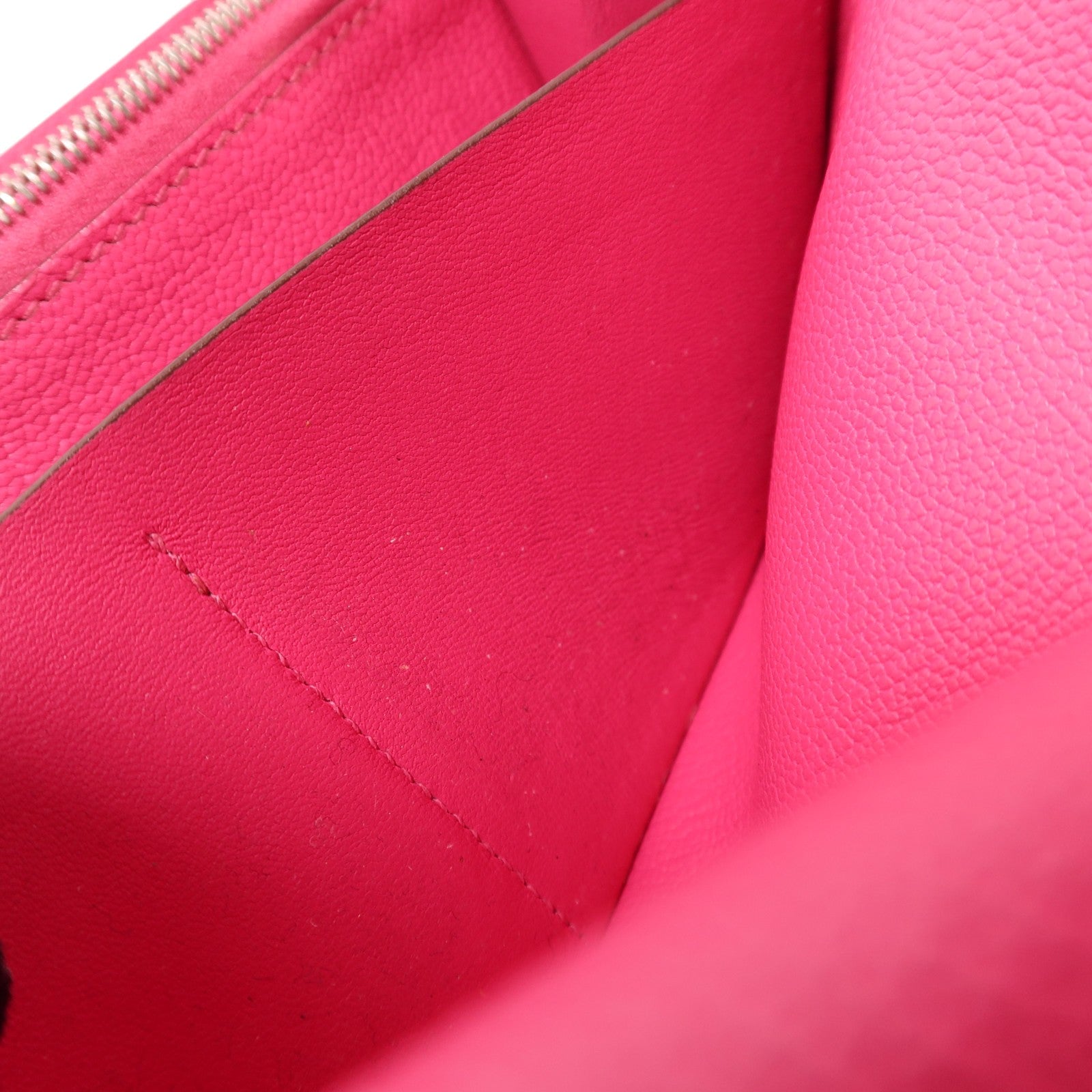 HERMES Chevre皮革Kelly Long Wallet銀扣長錢包Rose Mexico