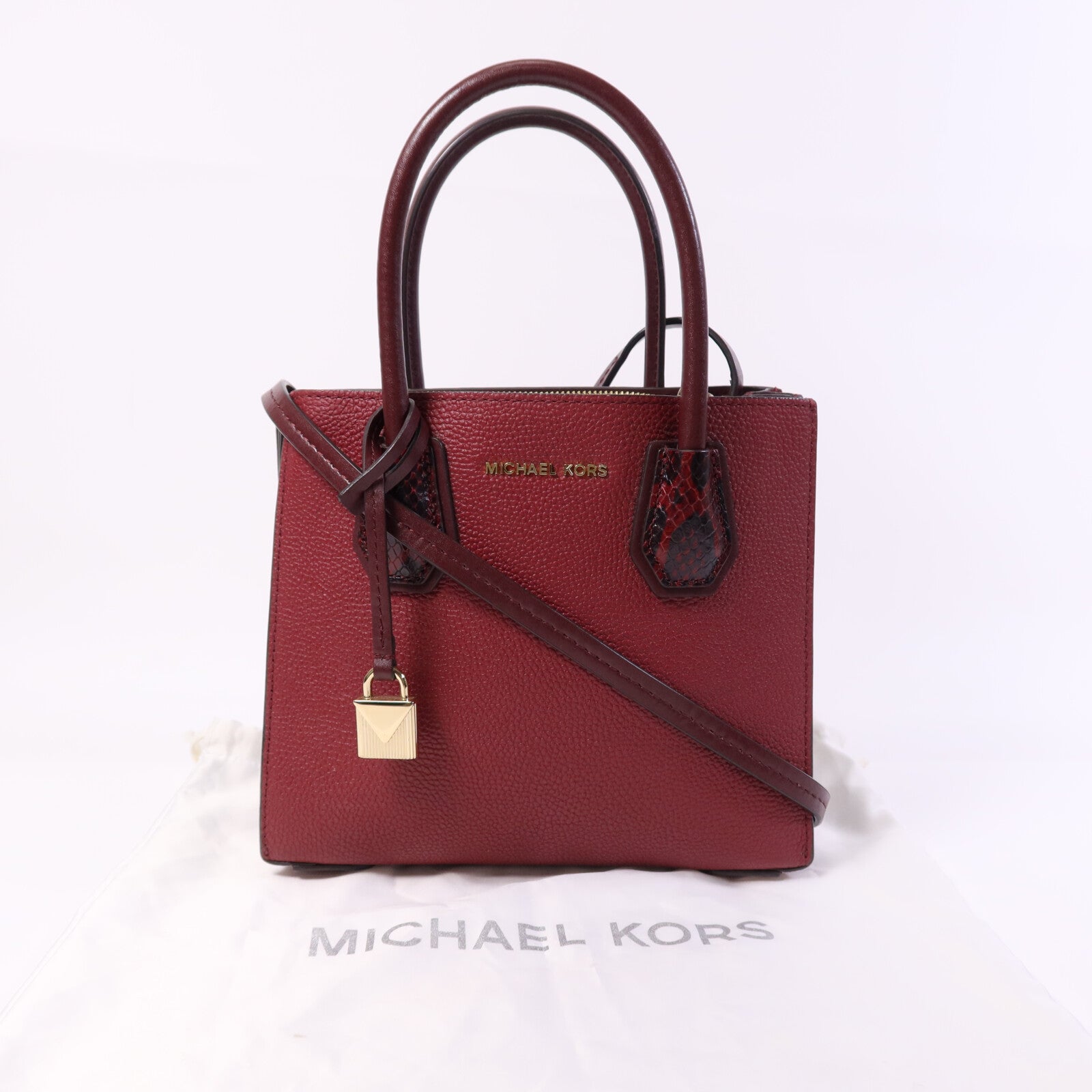 Michael Kors 牛皮皮革Mercer Accordion金扣手挽肩背兩用袋