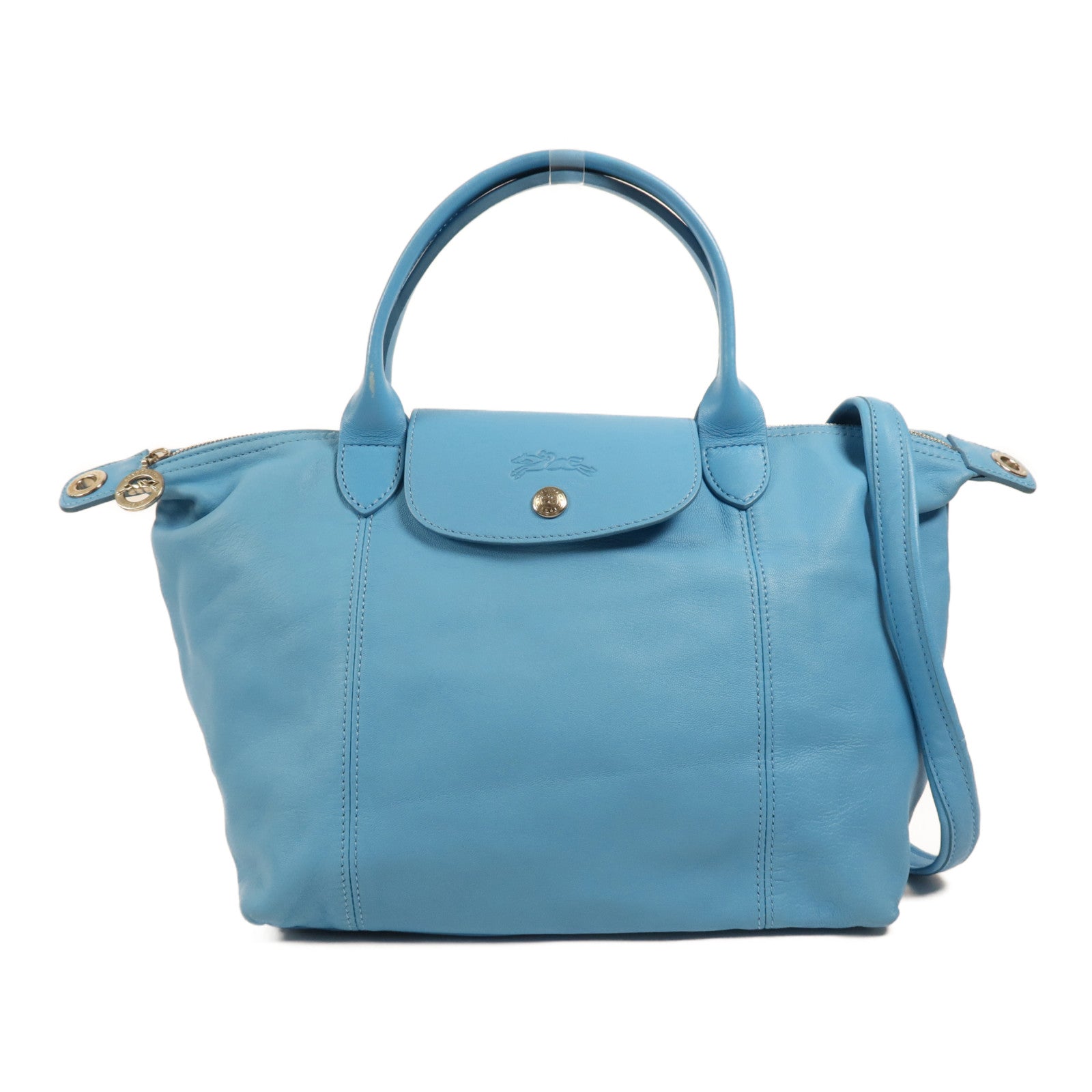 Longchamp 羊皮皮革Shoulder Bag銀扣手挽肩背兩用袋
