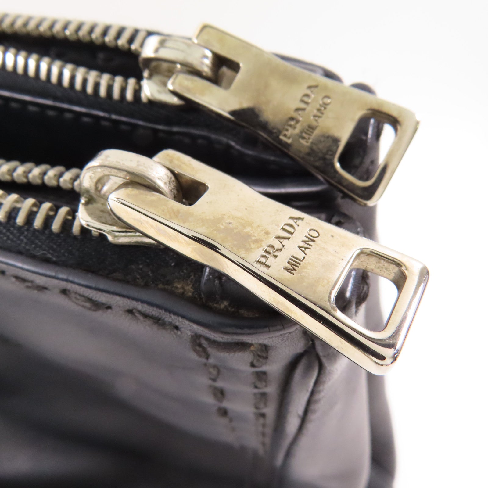 PRADA 牛皮皮革2 Way Shoulder Bag銀扣手挽肩背兩用袋