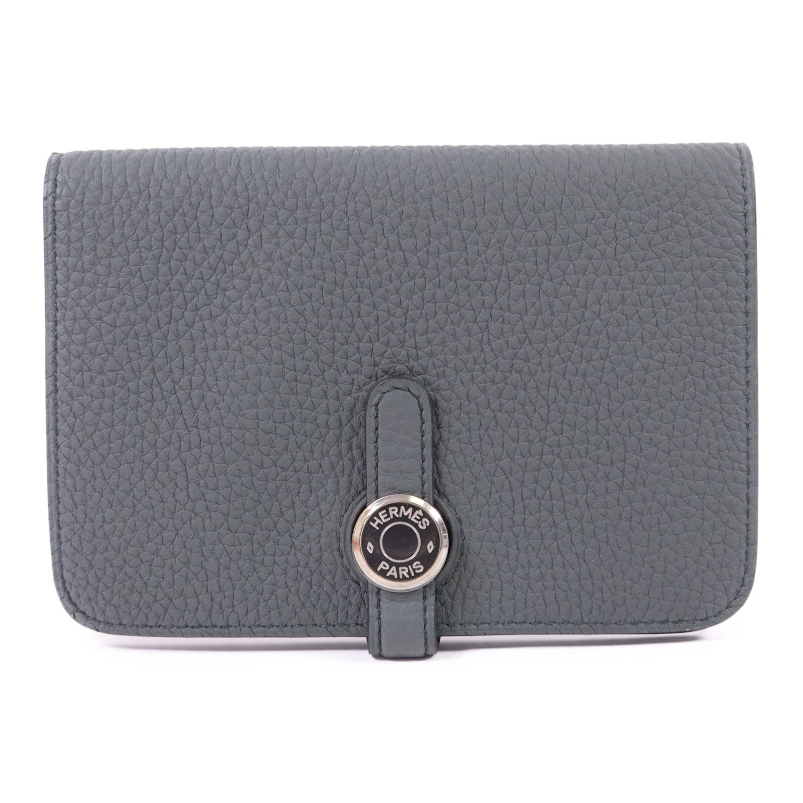 HERMES Clemence皮革Dogon Compact Bifold Wallet銀扣錢包