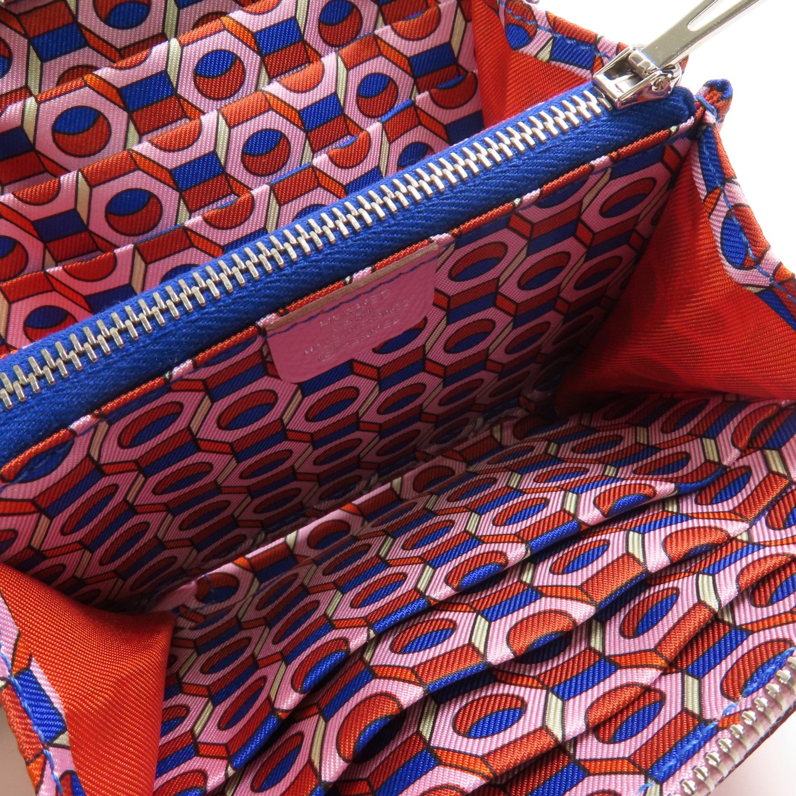 HERMES Epsom皮革Silk In Compact銀扣錢包Mauve/X9