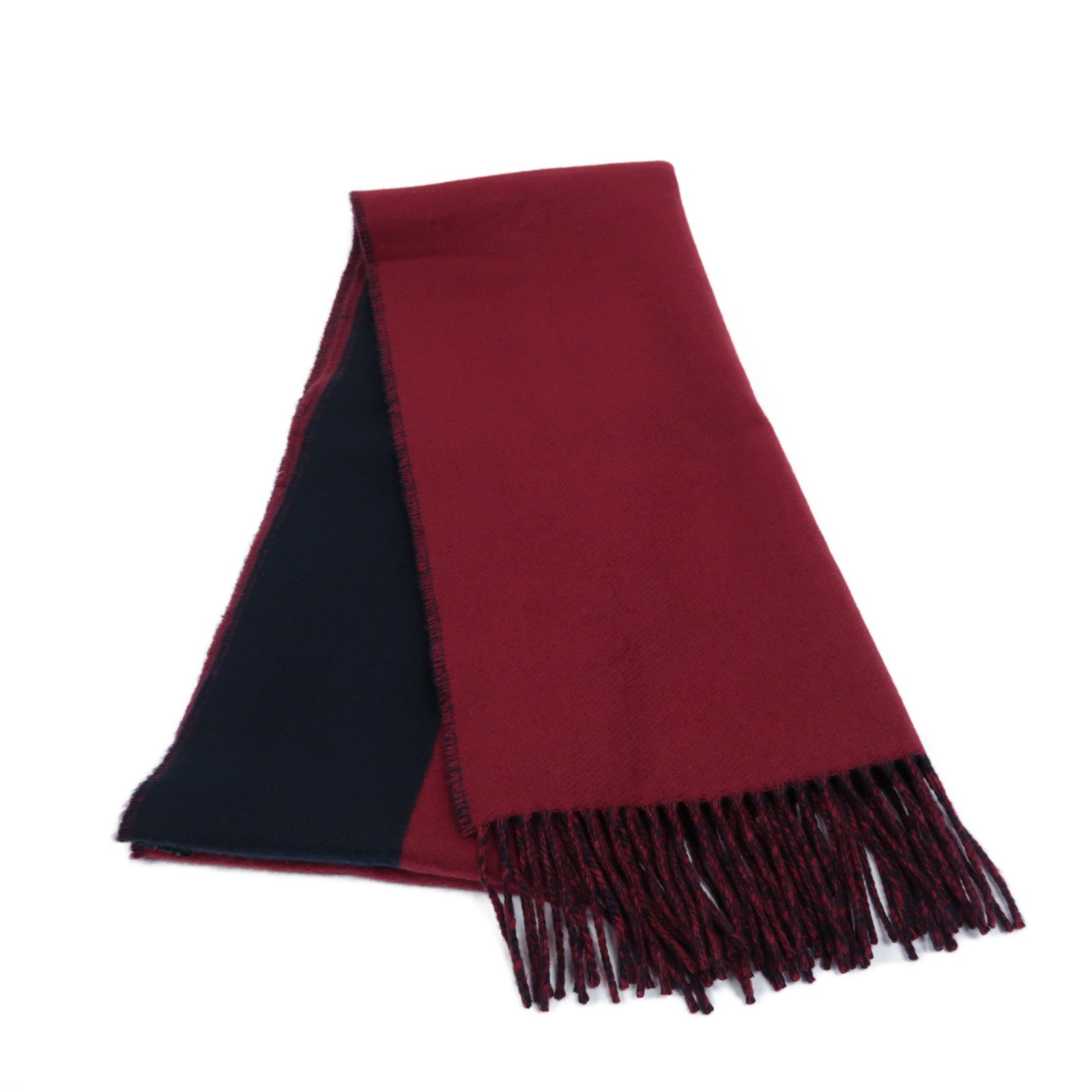 HERMES 【激減優惠】羊絨Scarf圍巾紅色/深藍色