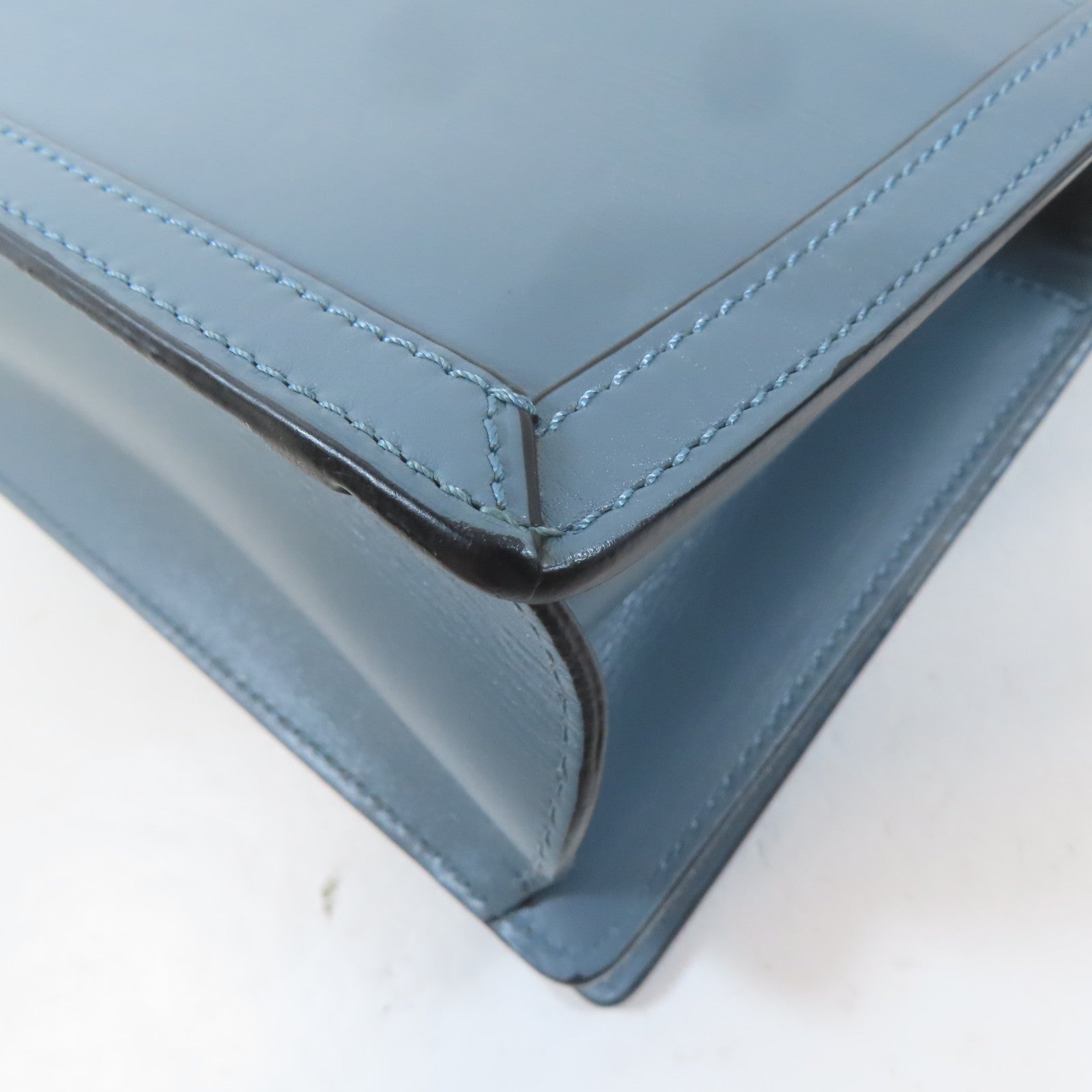 LOEWE 牛皮皮革Barcelona金扣肩背袋藍色