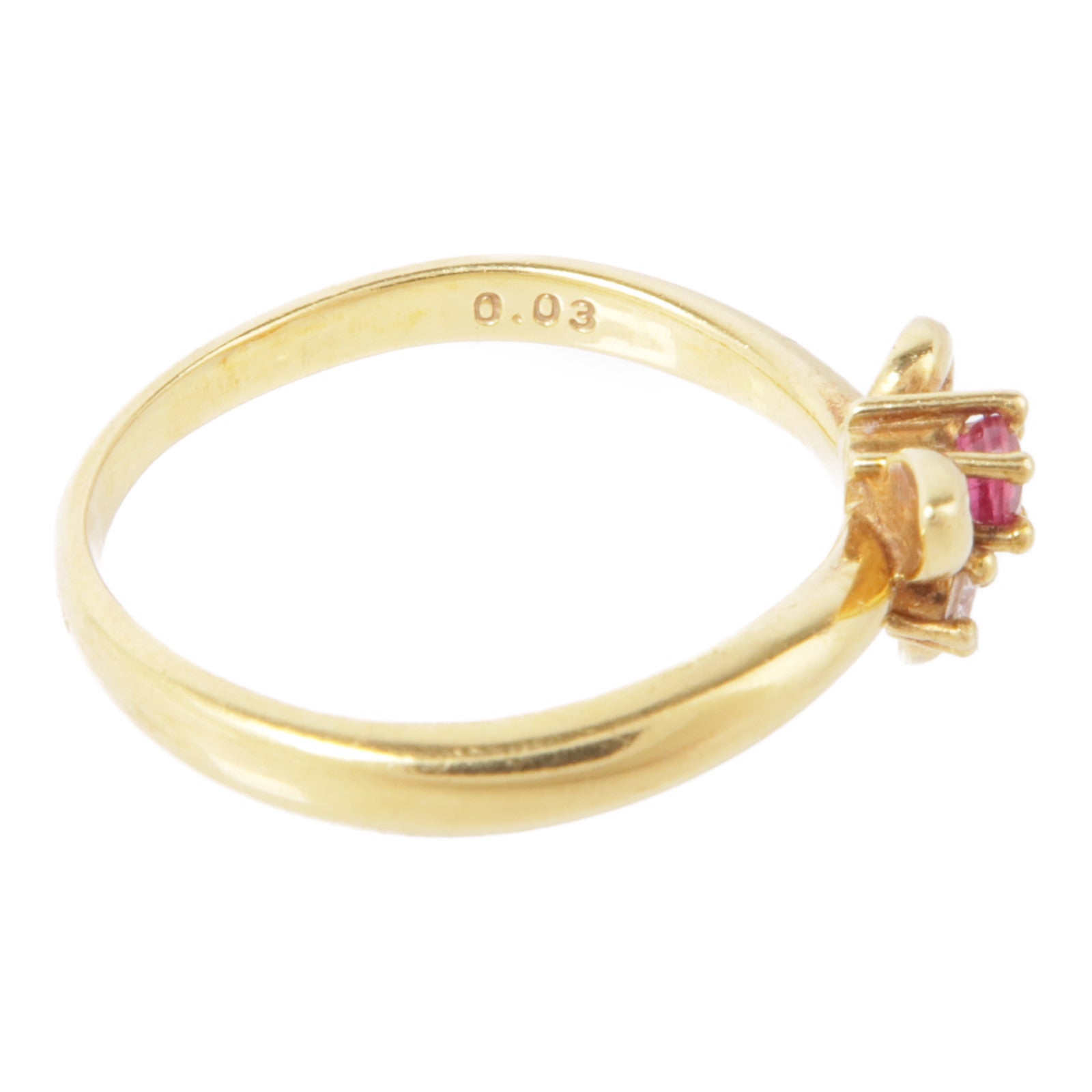 JEWELRY 【激減優惠】18K黃金Topaz/Diamond Ring紅色托帕石/鑽石戒指US#6.5