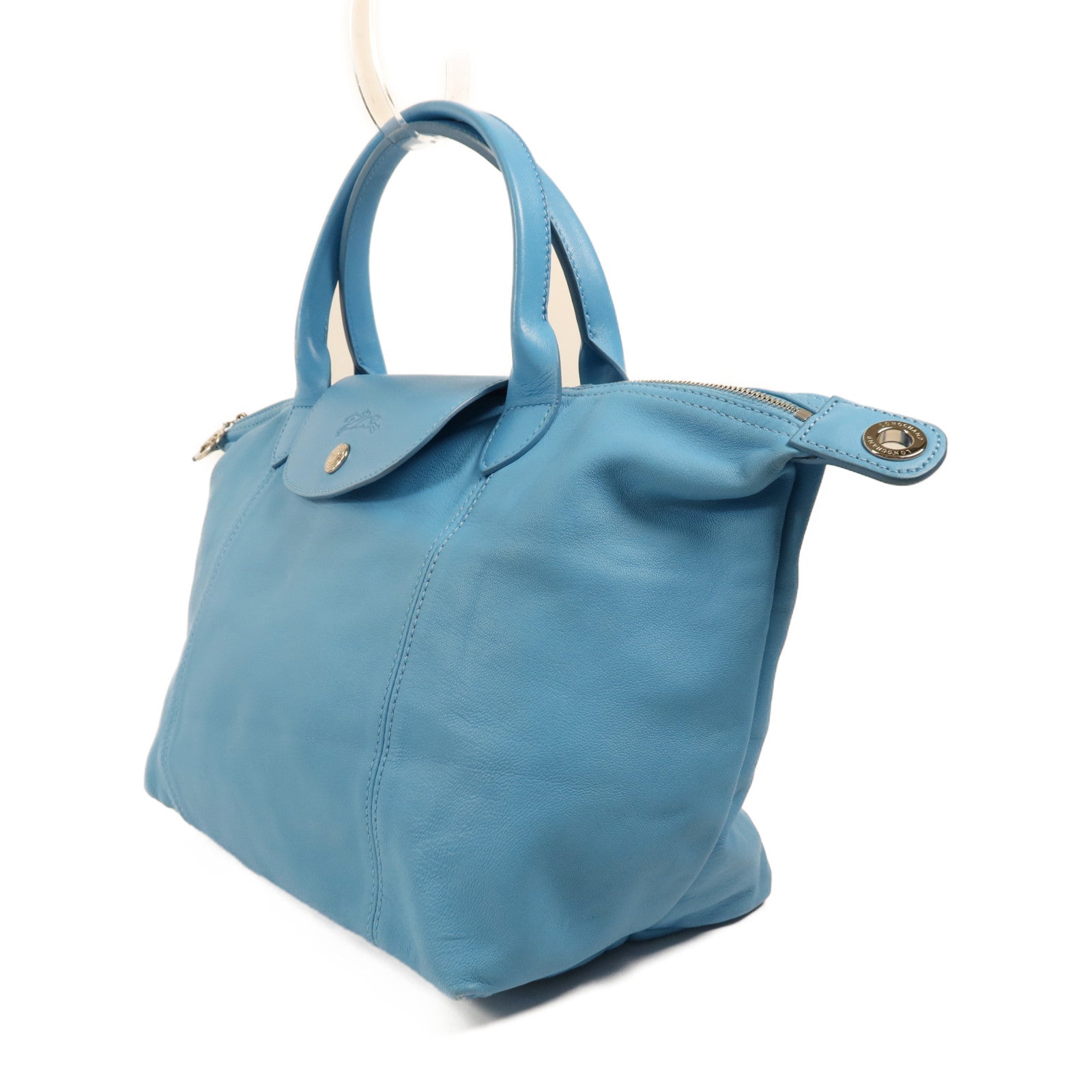 Longchamp 羊皮皮革Shoulder Bag銀扣手挽肩背兩用袋