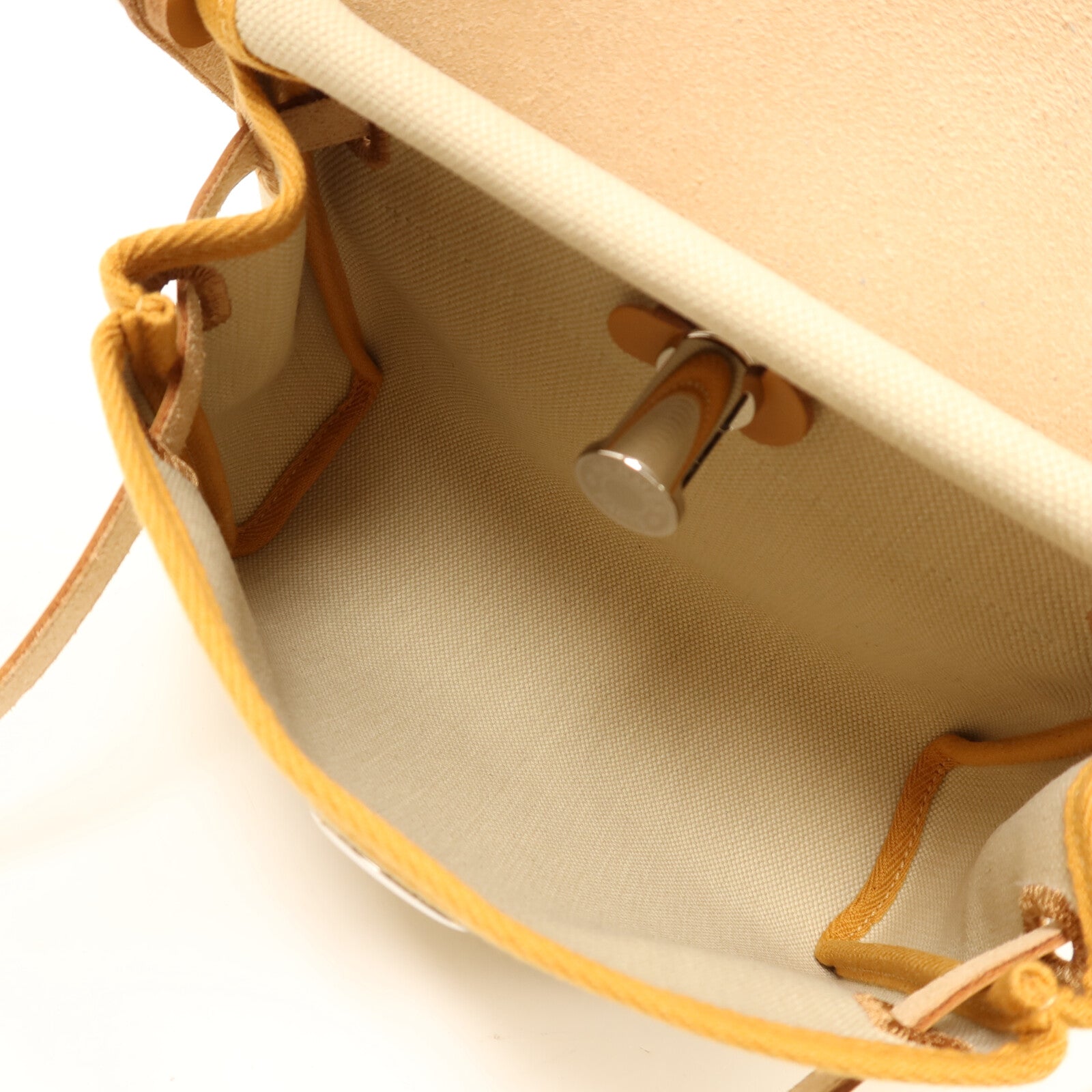 HERMES 帆布Mini Herbag銀扣肩背袋Beton/Natural Sable