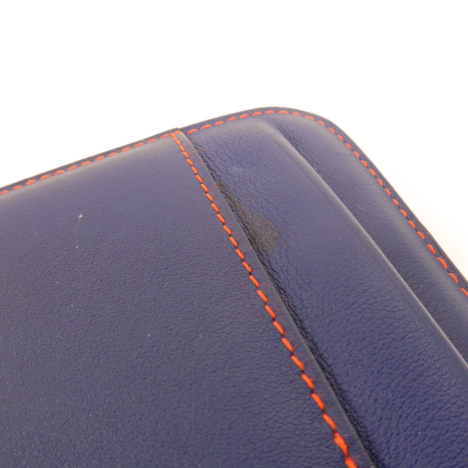 HERMES Swift皮革Dogon GM長錢包Bleu Marine/Feu