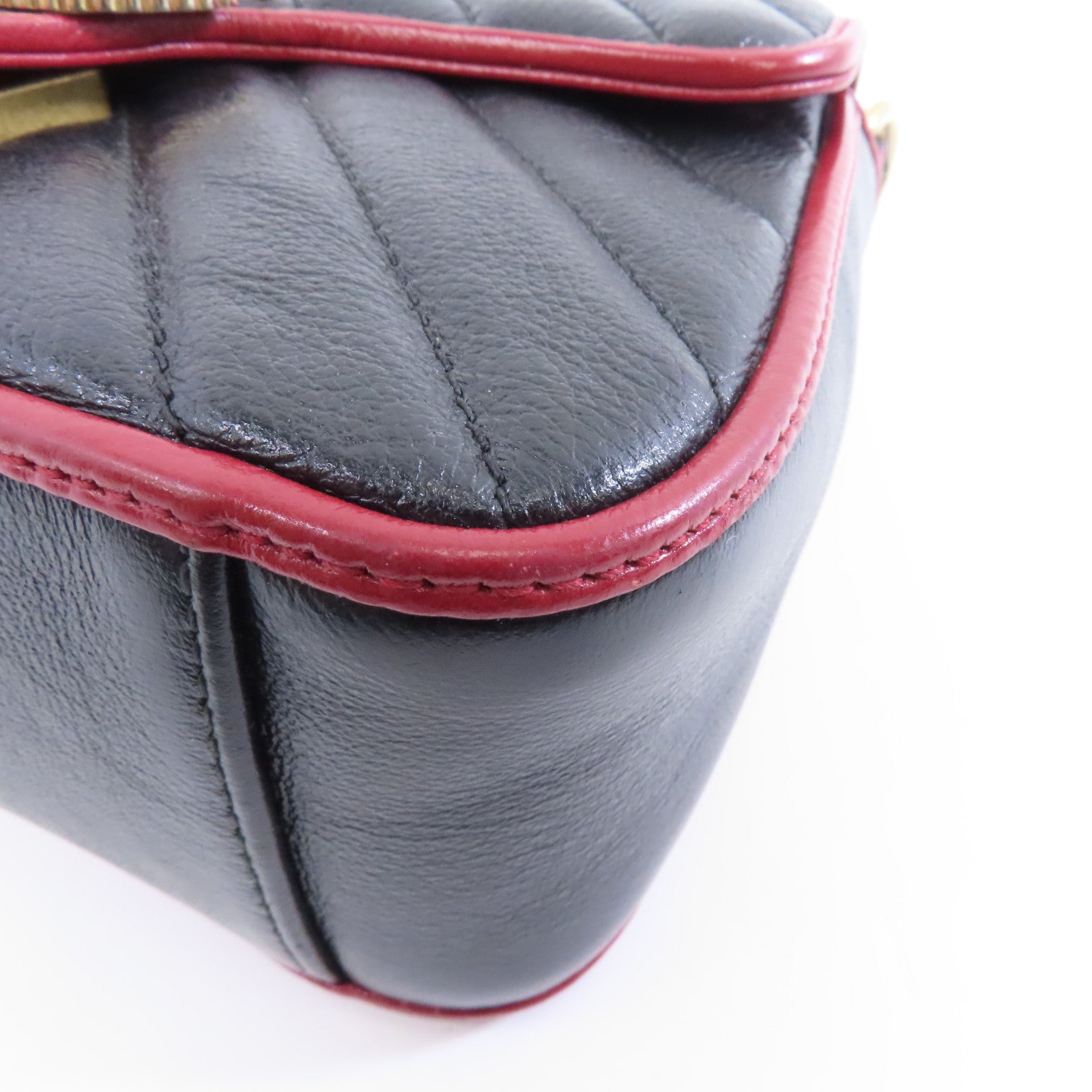 GUCCI 【激減優惠】牛皮皮革2way Shoulder Bag金扣手挽肩背兩用袋黑色/紅色