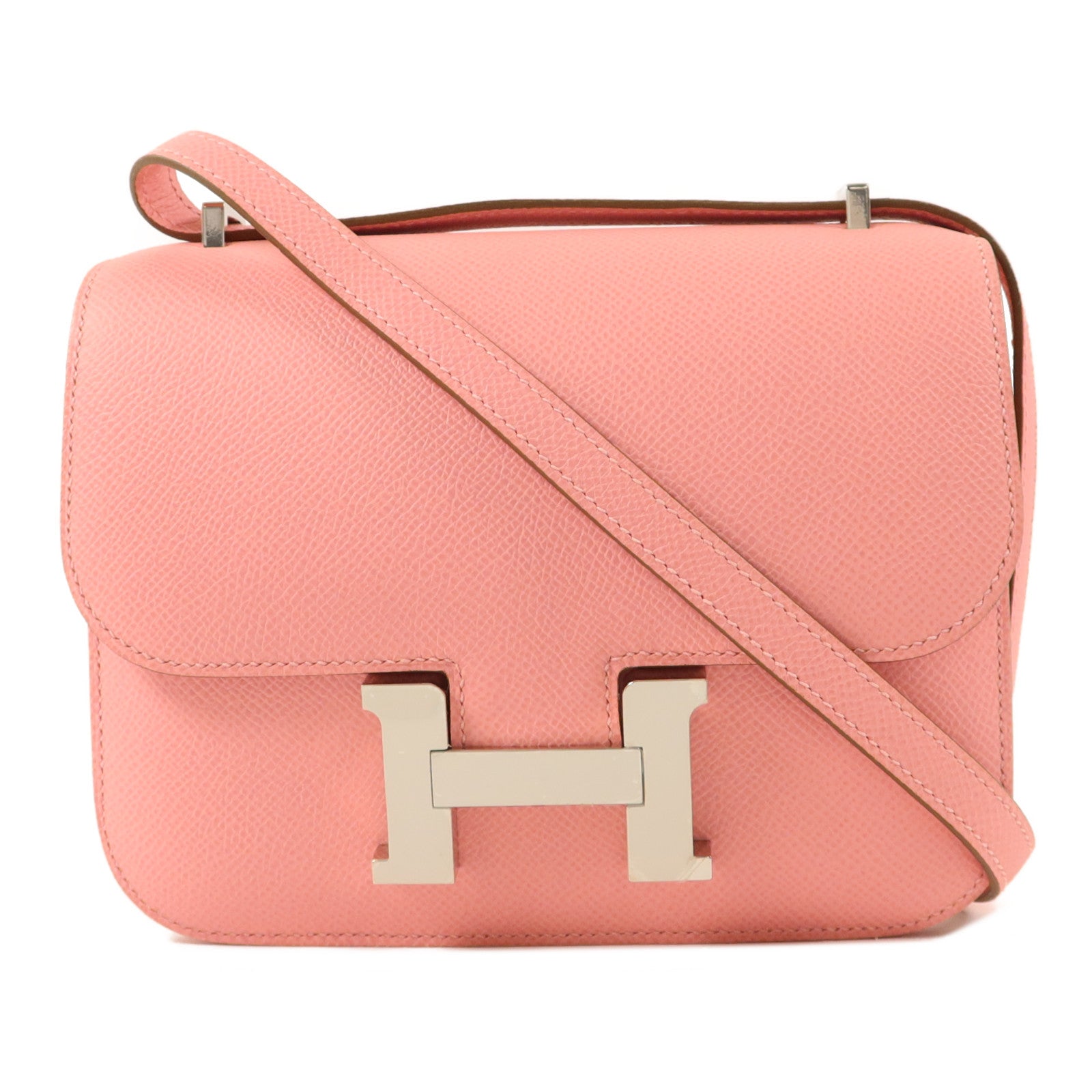 HERMES Epsom皮革Constance Mini肩背袋Rose Confetti