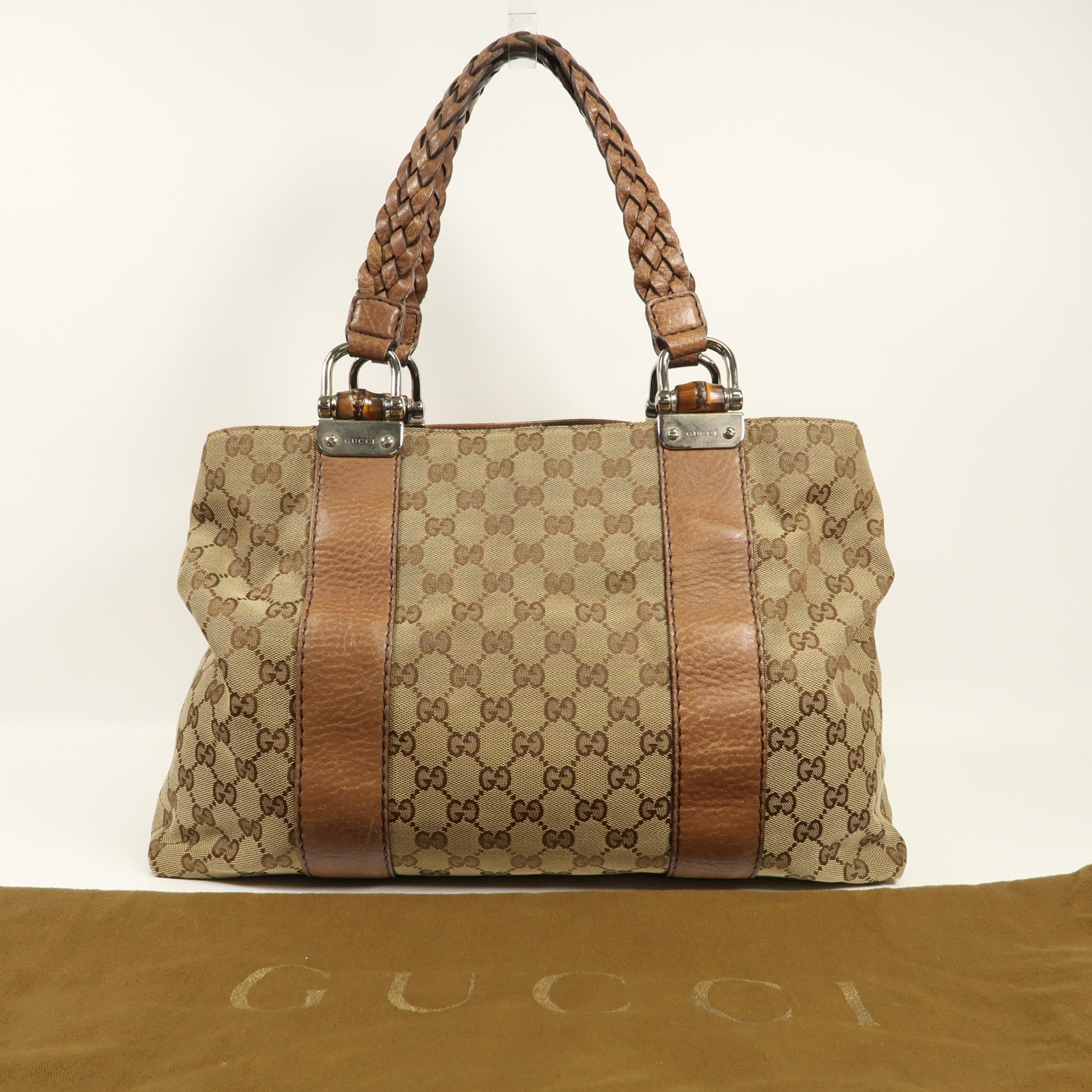 GUCCI 帆布Tote Bag Canvas銀扣手挽袋