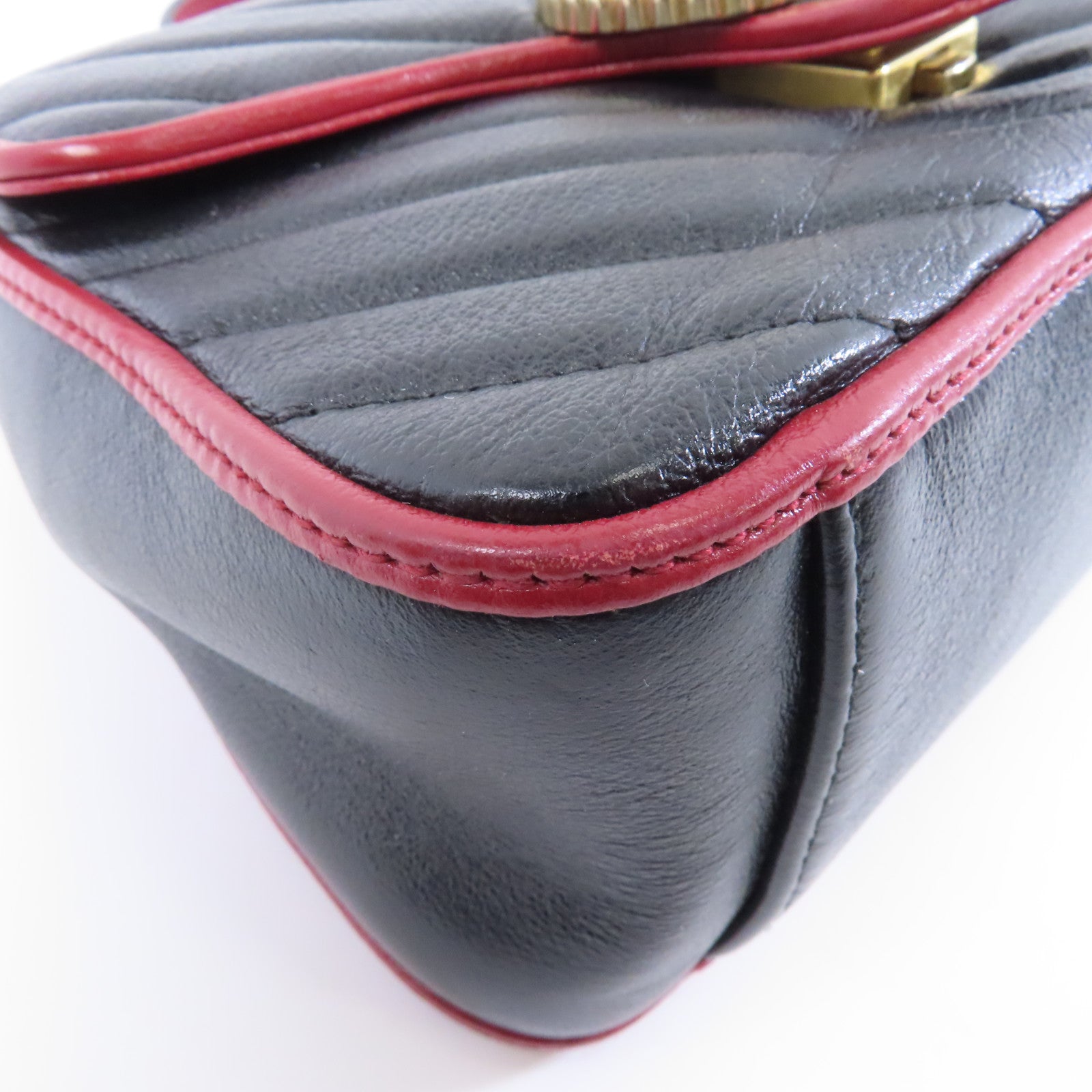 GUCCI 【激減優惠】牛皮皮革2way Shoulder Bag金扣手挽肩背兩用袋黑色/紅色