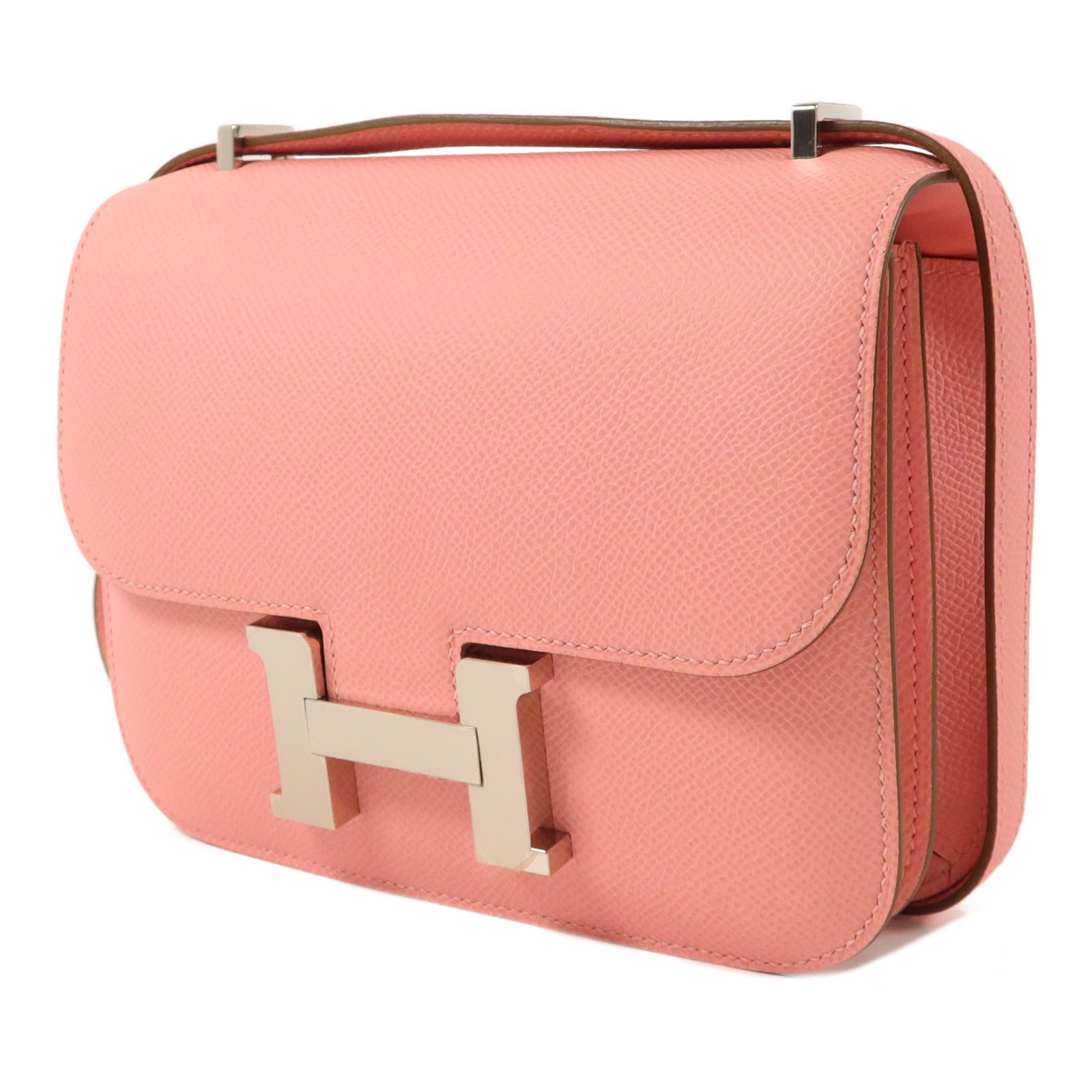 HERMES Epsom皮革Constance Mini肩背袋Rose Confetti