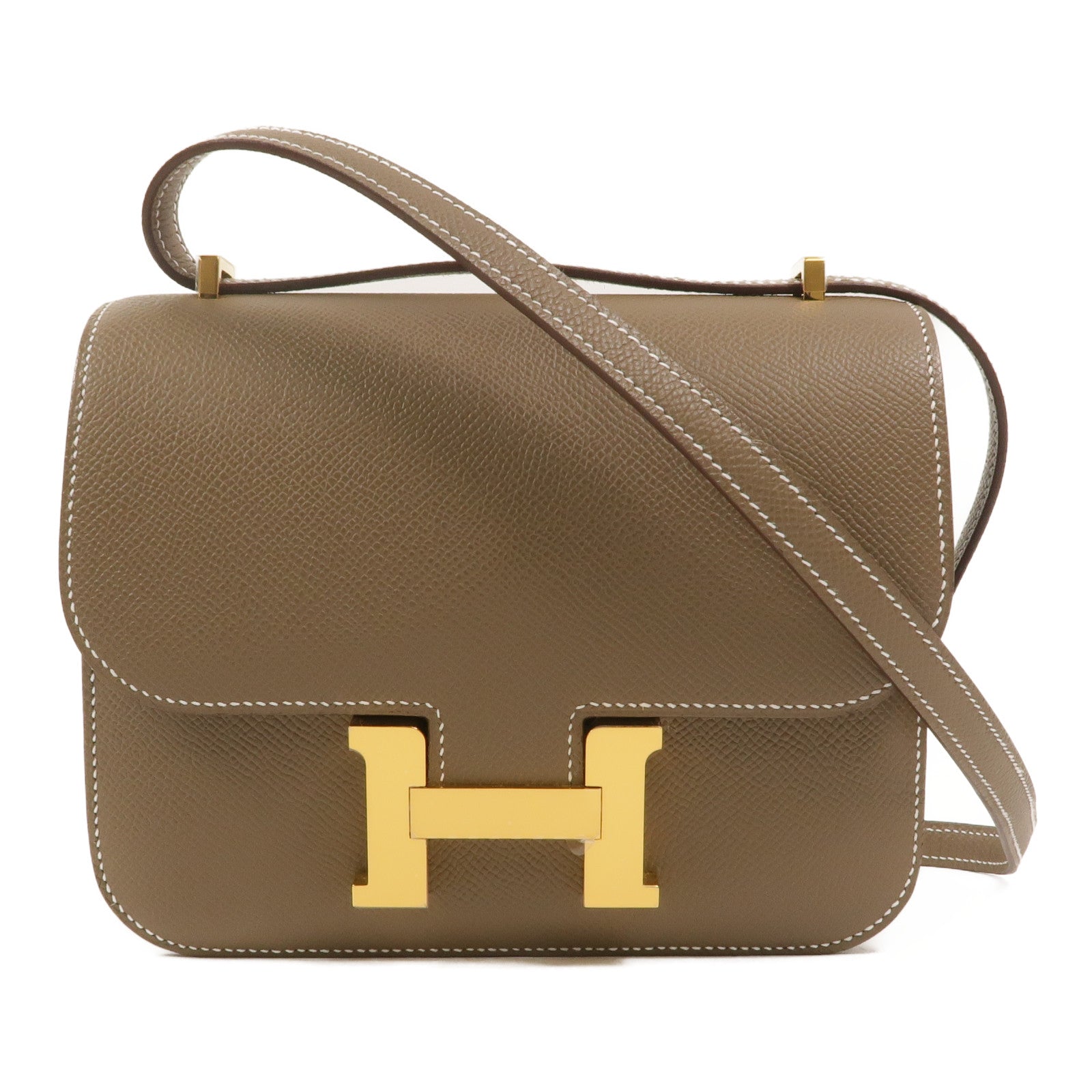 HERMES Epsom皮革Constance Mini肩背袋Etoupe