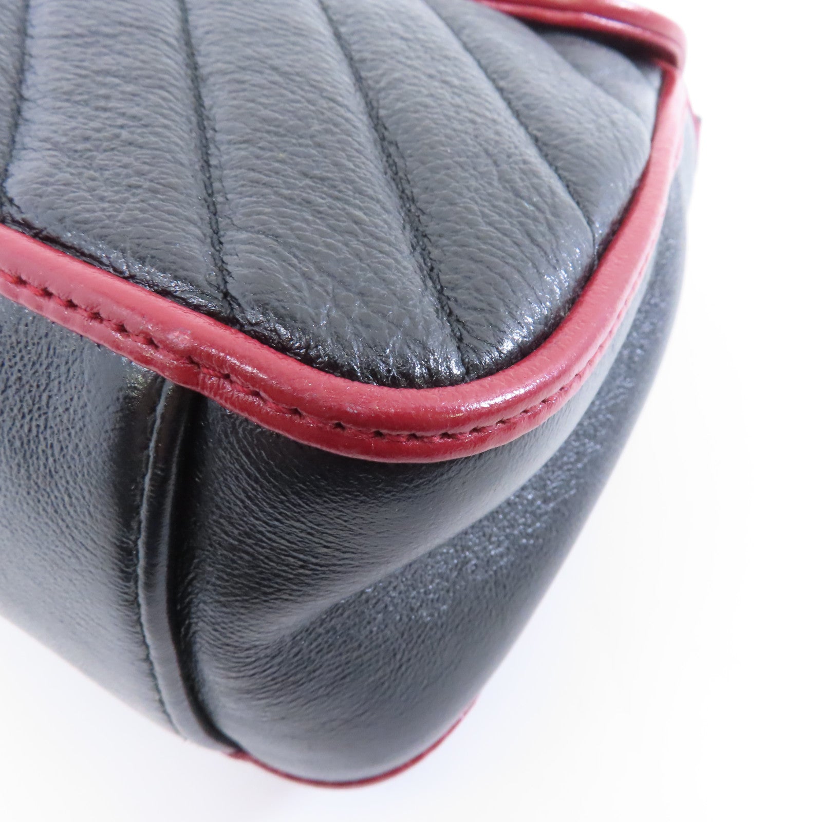 GUCCI 【激減優惠】牛皮皮革2way Shoulder Bag金扣手挽肩背兩用袋黑色/紅色