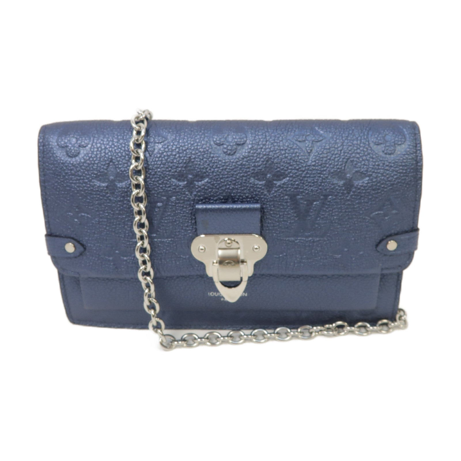 LOUIS VUITTON 【激減優惠】Monogram Empreinte Vavin Shoulder Bag銀扣肩背袋藍色