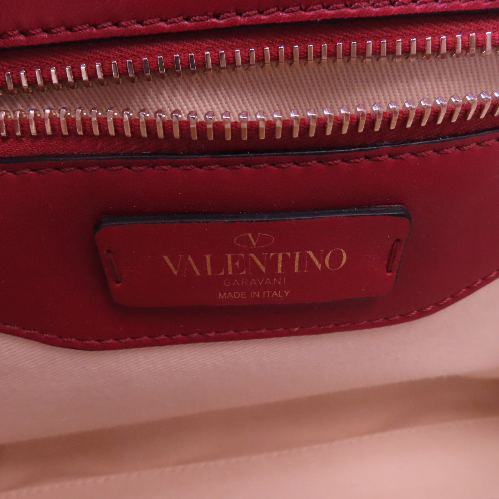 Valentino 牛皮皮革Shoulder金扣手挽肩背兩用袋紅色